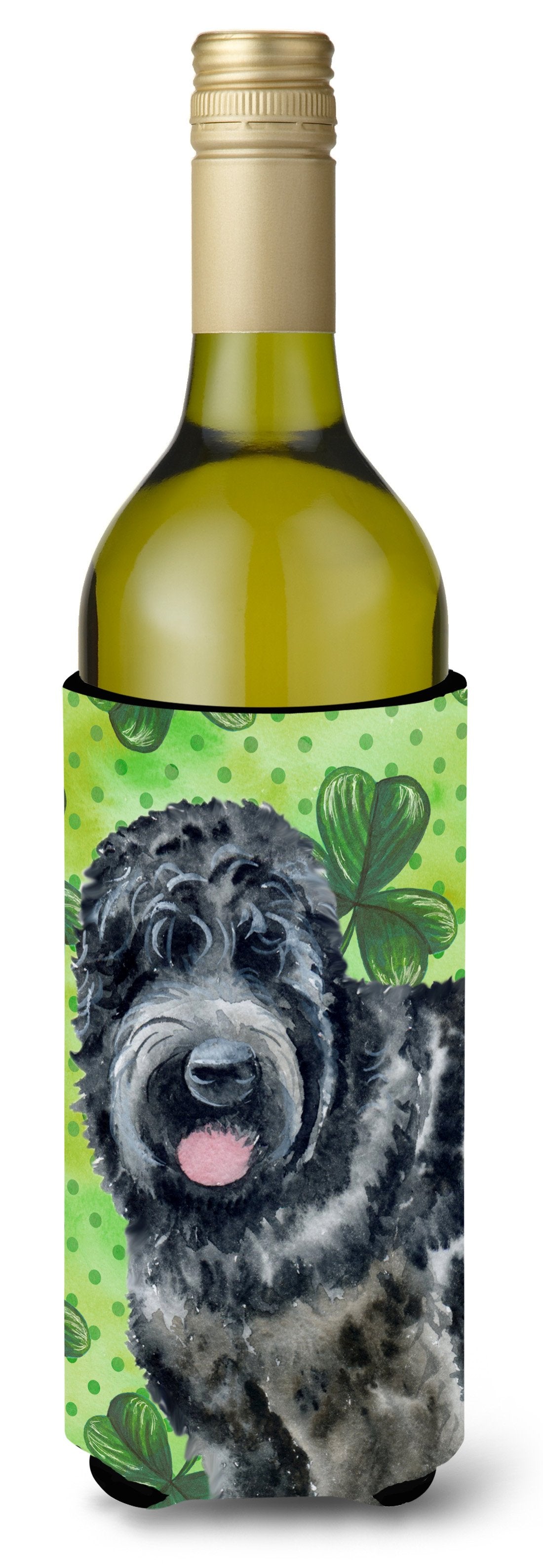 Black Russian Terrier St Patrick&#39;s Wine Bottle Beverge Insulator Hugger BB9851LITERK by Caroline&#39;s Treasures