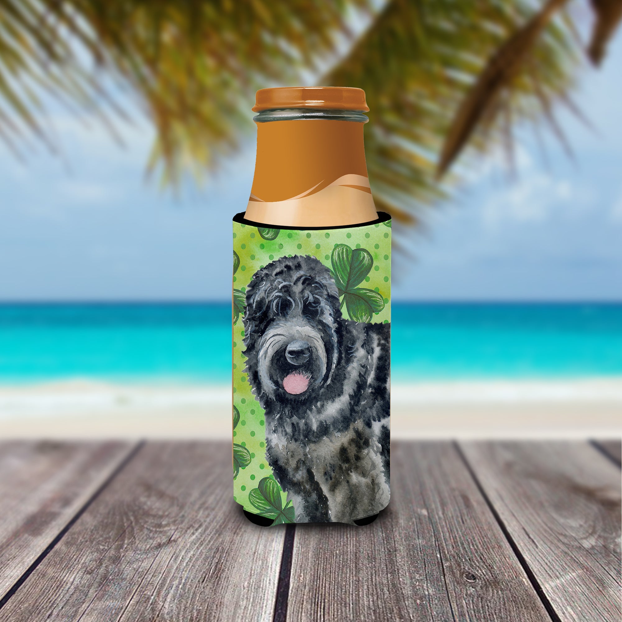 Black Russian Terrier St Patrick's  Ultra Hugger for slim cans BB9851MUK  the-store.com.