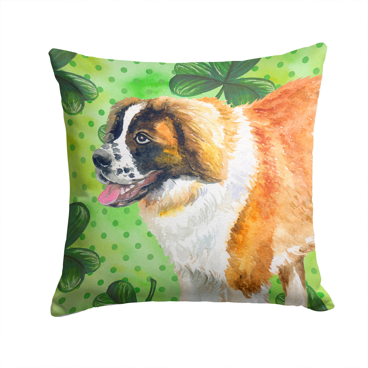 Saint Bernard St Patrick&#39;s Fabric Decorative Pillow BB9853PW1414 - the-store.com