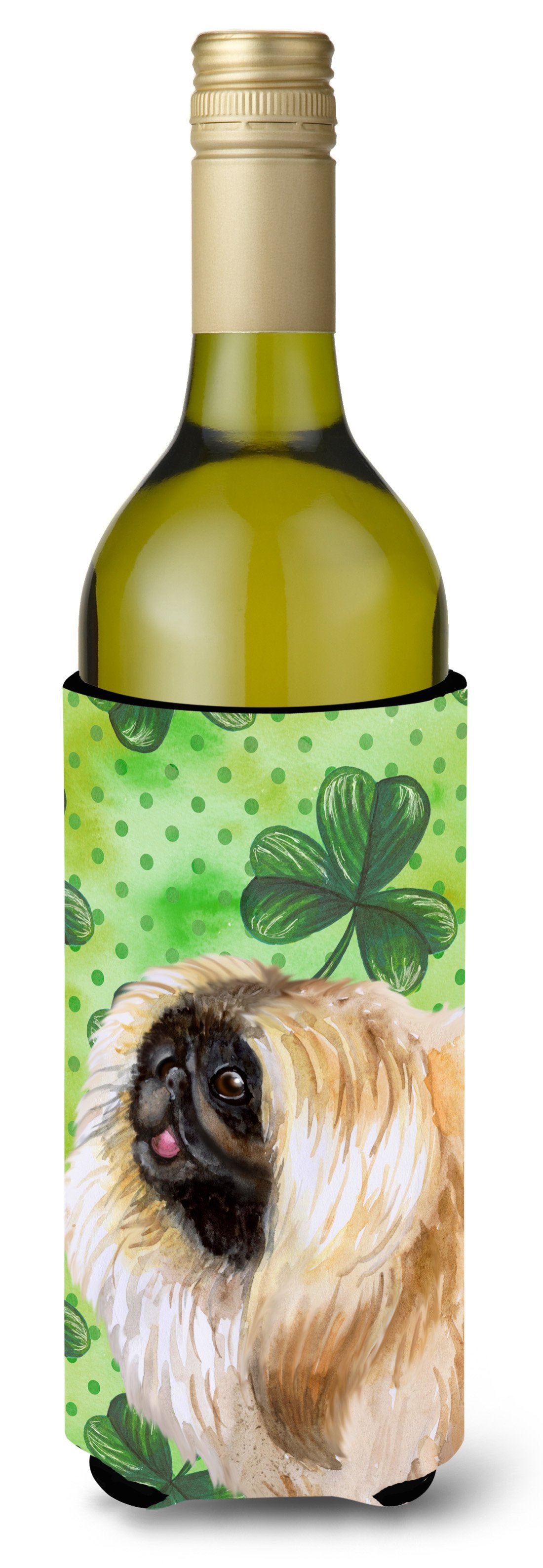 Pekingese St Patrick&#39;s Wine Bottle Beverge Insulator Hugger BB9855LITERK by Caroline&#39;s Treasures