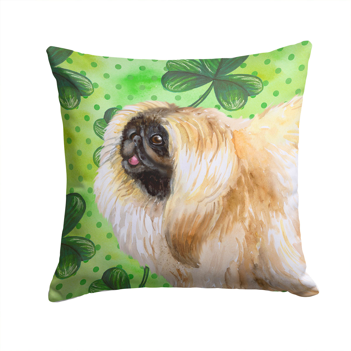 Pekingese St Patrick&#39;s Fabric Decorative Pillow BB9855PW1414 - the-store.com