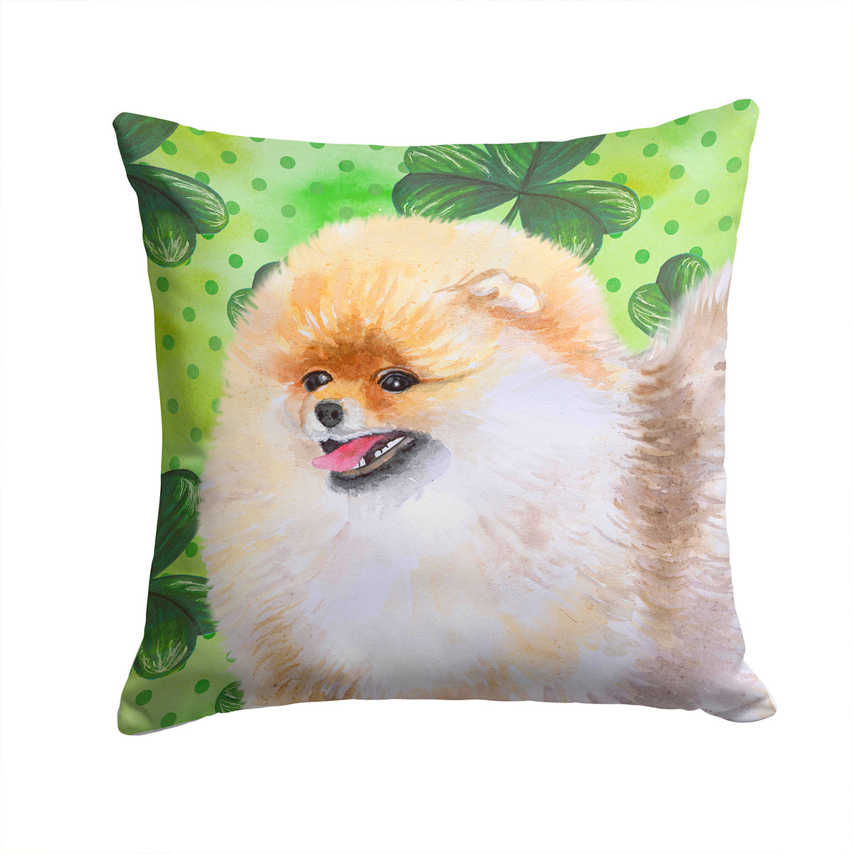 Pomeranian St Patrick&#39;s Fabric Decorative Pillow BB9856PW1414 - the-store.com