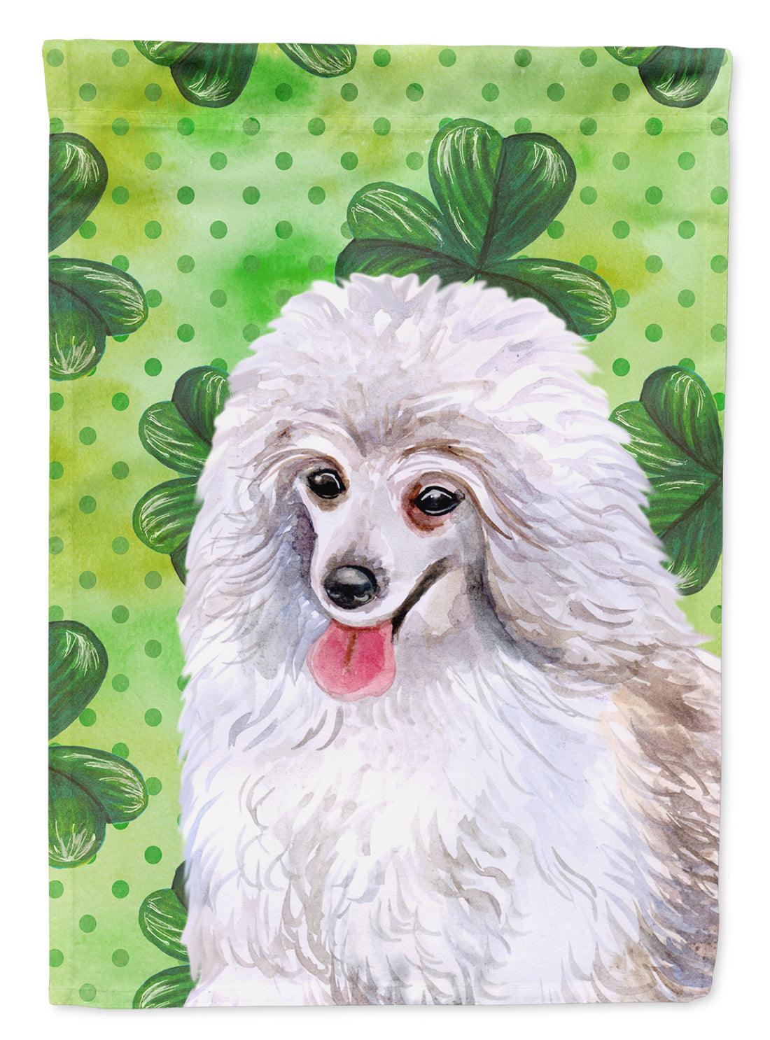 Medium White Poodle St Patrick&#39;s Flag Canvas House Size BB9857CHF  the-store.com.