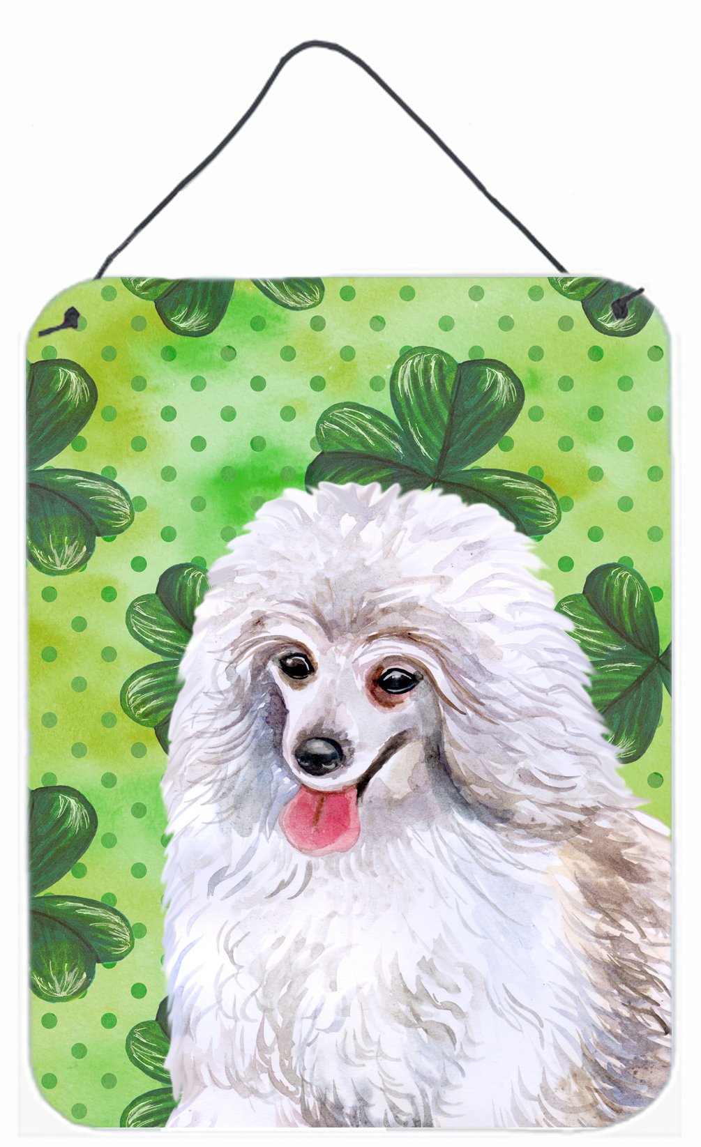Medium White Poodle St Patrick&#39;s Wall or Door Hanging Prints BB9857DS1216 by Caroline&#39;s Treasures