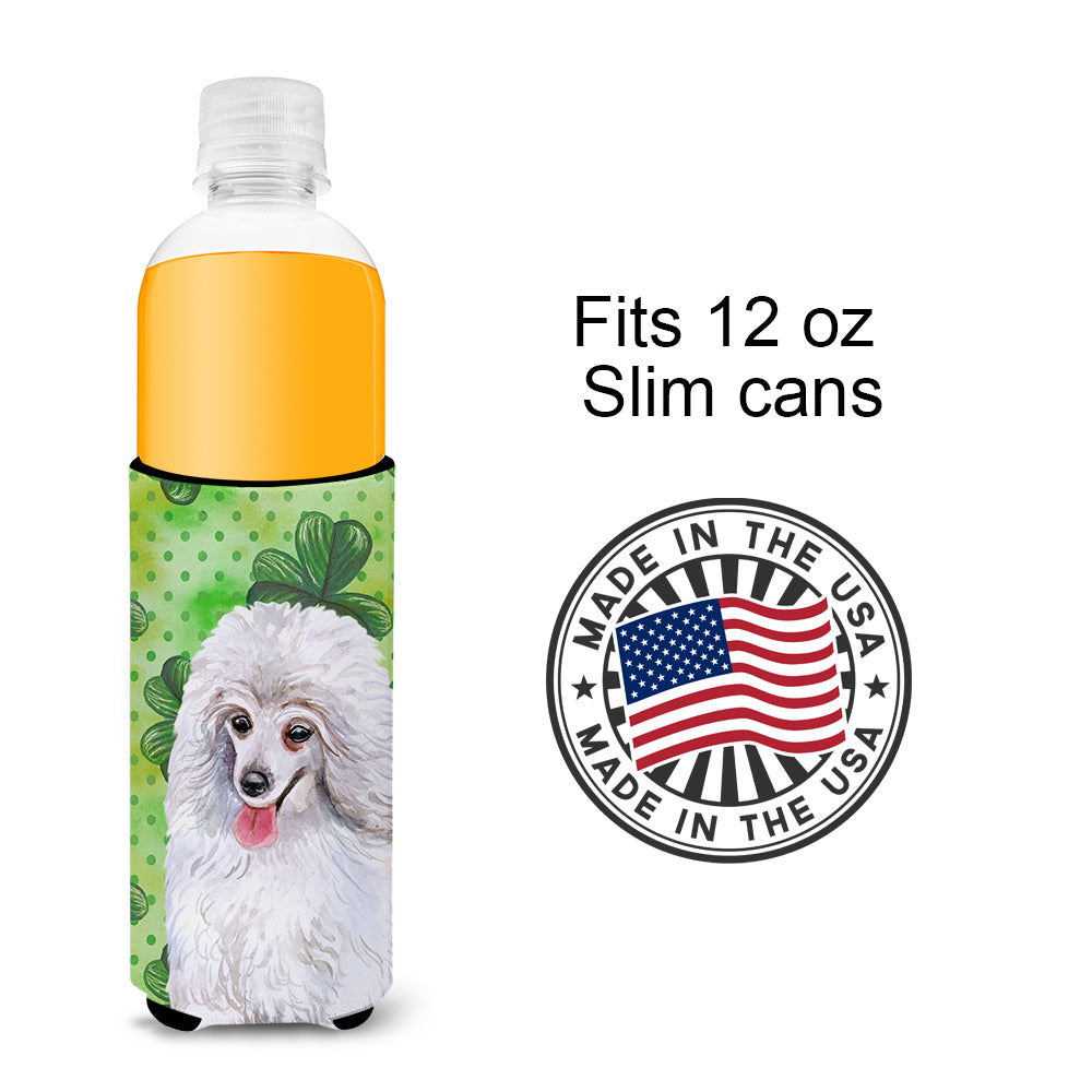 Medium White Poodle St Patrick's  Ultra Hugger for slim cans BB9857MUK