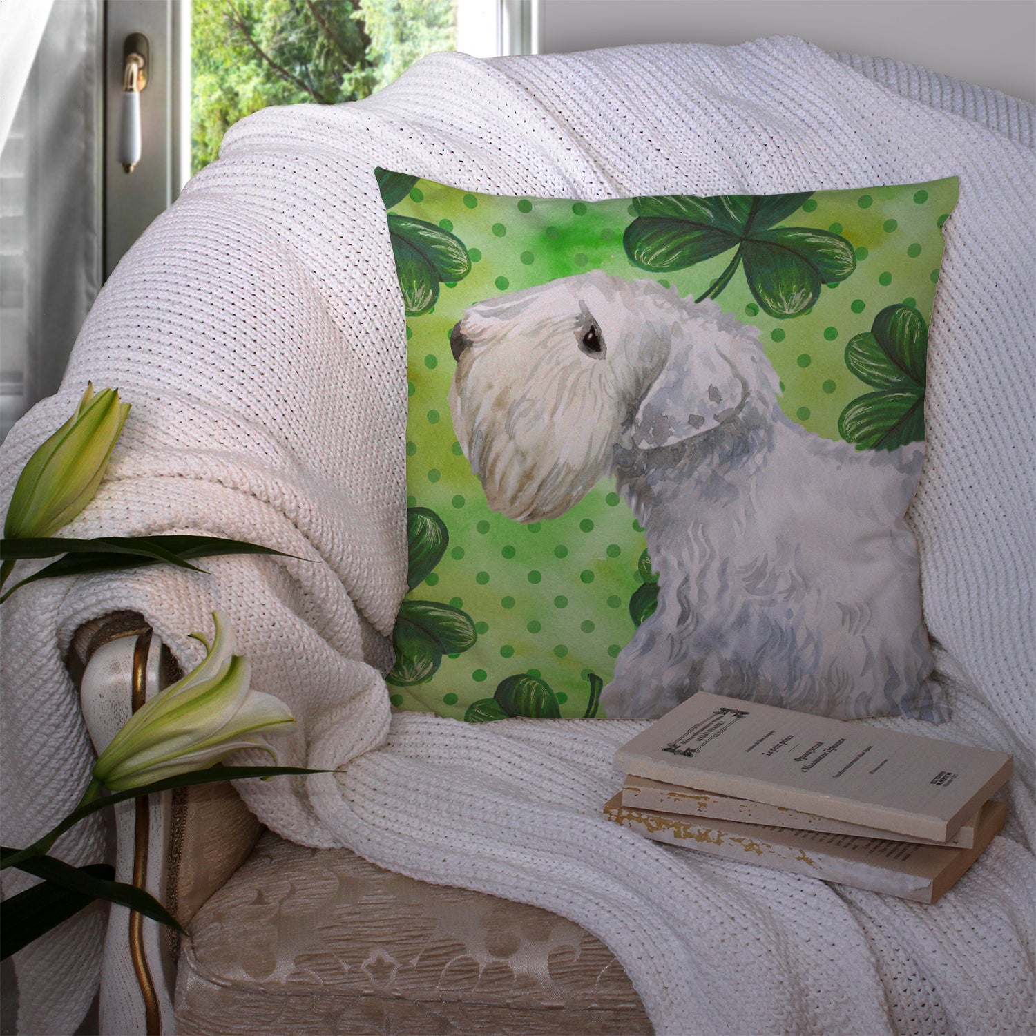 Sealyham Terrier St Patrick's Fabric Decorative Pillow BB9858PW1414 - the-store.com