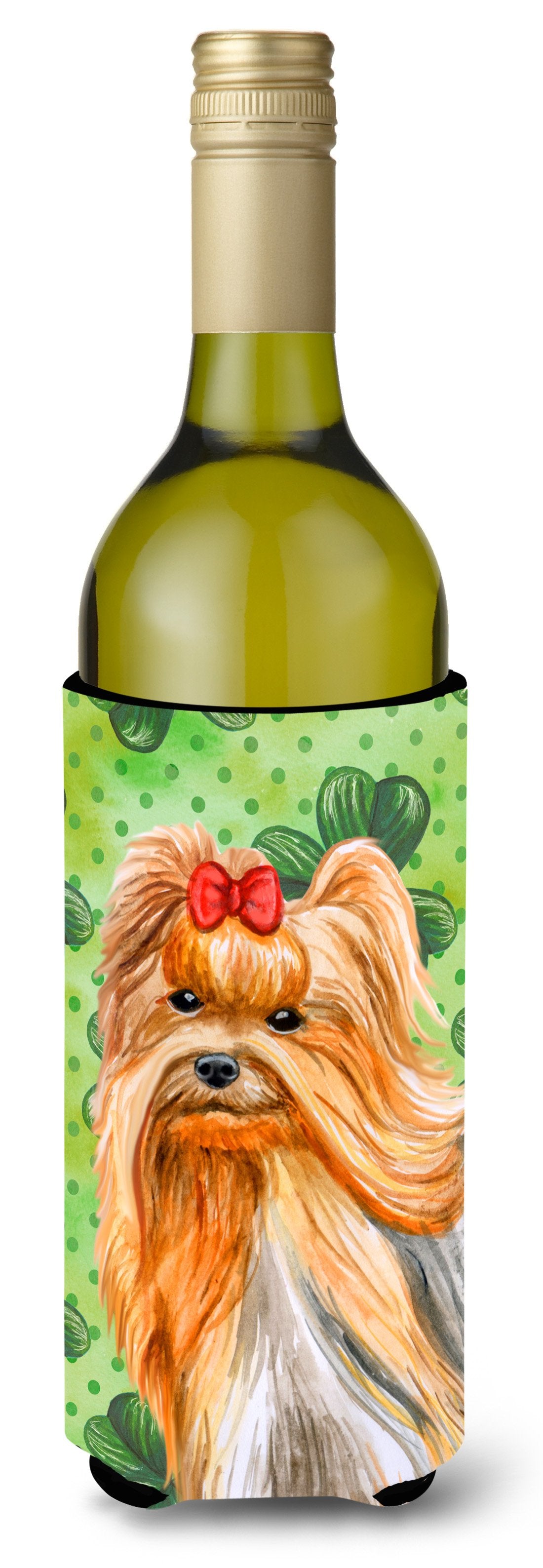 Yorkshire Terrier St Patrick&#39;s Wine Bottle Beverge Insulator Hugger BB9859LITERK by Caroline&#39;s Treasures