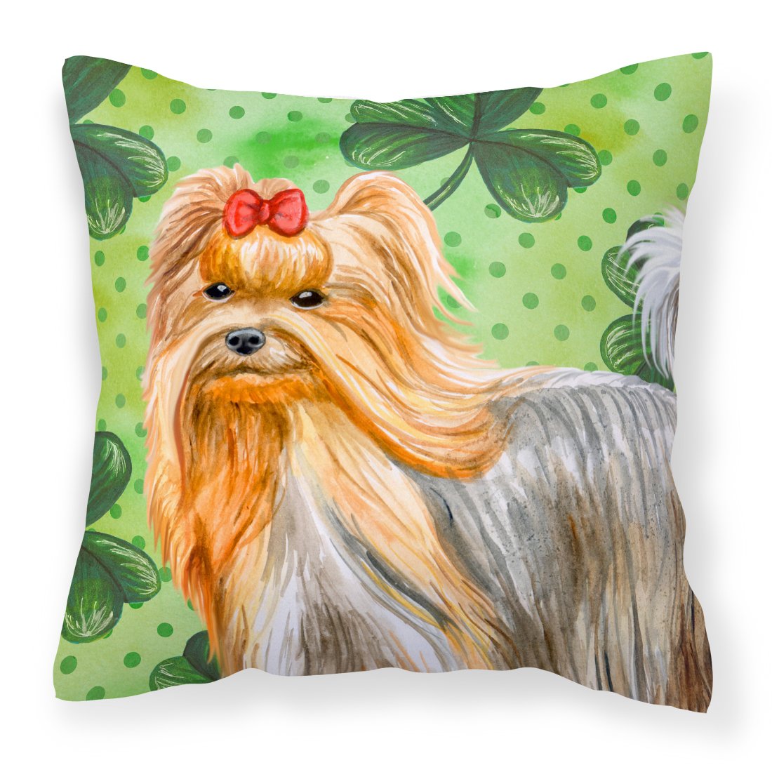 Yorkshire Terrier St Patrick&#39;s Fabric Decorative Pillow by Caroline&#39;s Treasures