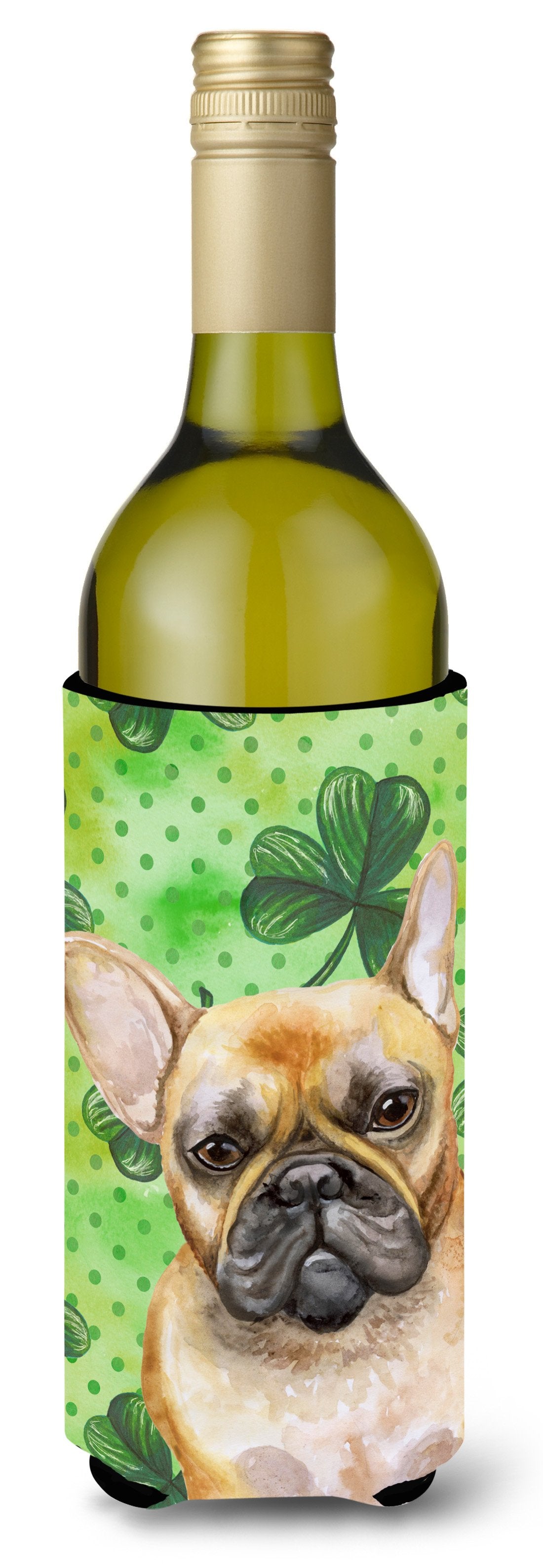 French Bulldog St Patrick&#39;s Wine Bottle Beverge Insulator Hugger BB9862LITERK by Caroline&#39;s Treasures