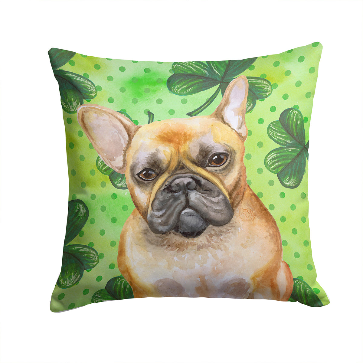 French Bulldog St Patrick&#39;s Fabric Decorative Pillow BB9862PW1414 - the-store.com