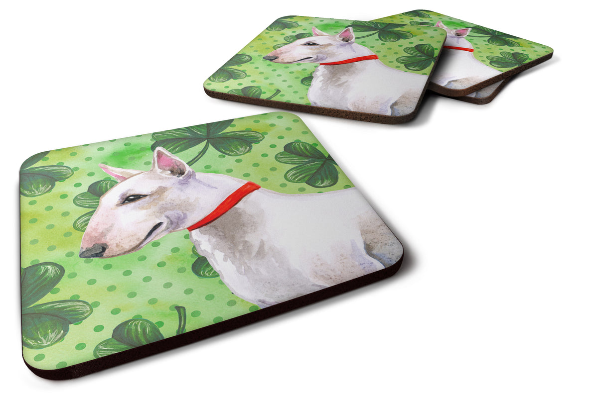 Bull Terrier St Patrick&#39;s Foam Coaster Set of 4 BB9867FC - the-store.com