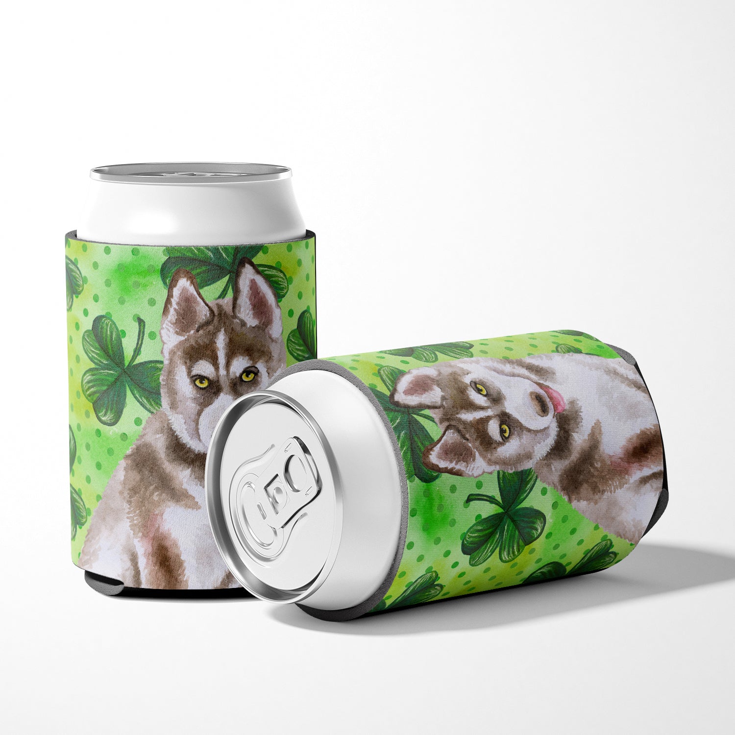 Siberian Husky Grey St Patrick's Can or Bottle Hugger BB9870CC