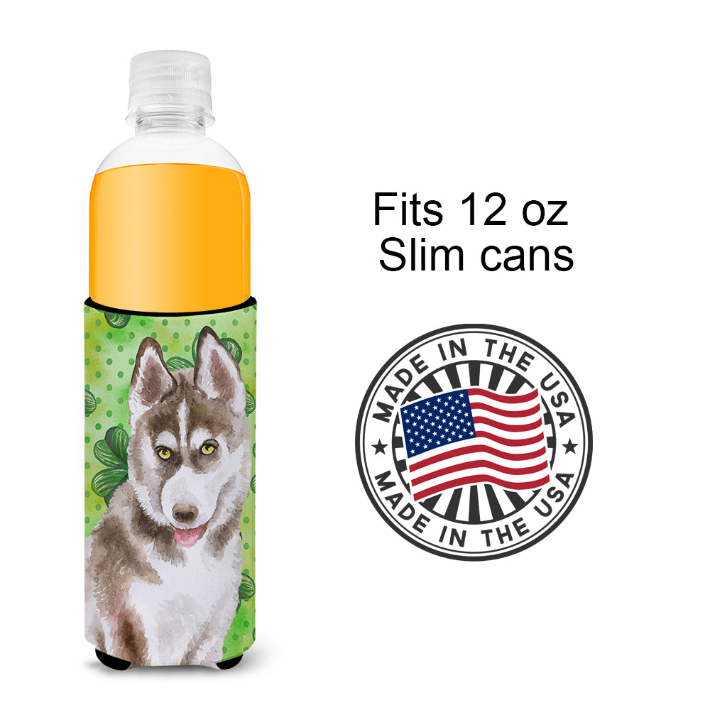 Siberian Husky Grey St Patrick's  Ultra Hugger for slim cans BB9870MUK  the-store.com.