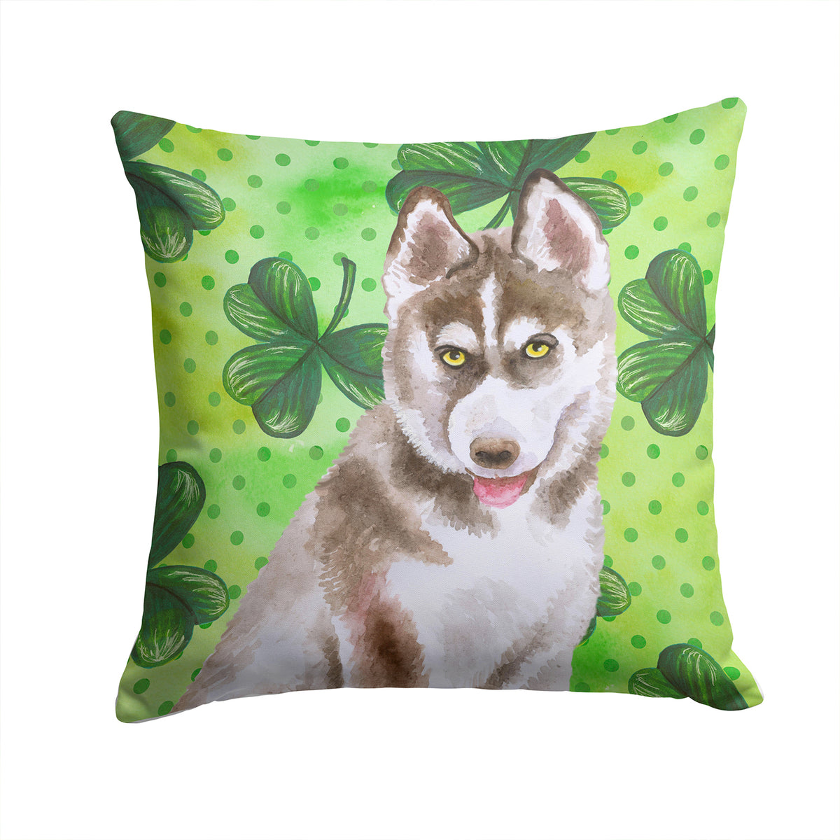 Siberian Husky Grey St Patrick&#39;s Fabric Decorative Pillow BB9870PW1414 - the-store.com