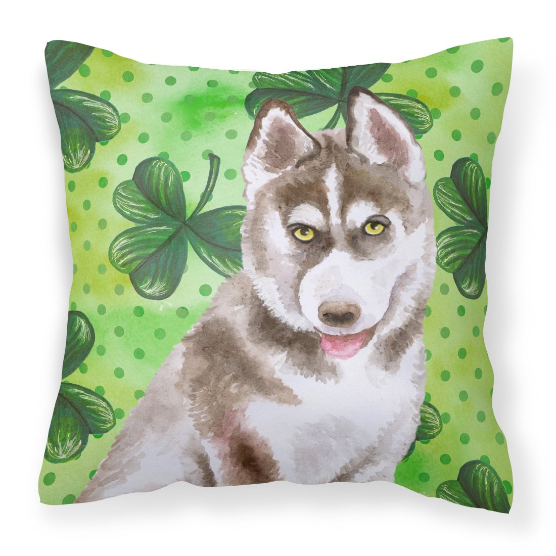 Siberian Husky Grey St Patrick&#39;s Fabric Decorative Pillow BB9870PW1818 by Caroline&#39;s Treasures