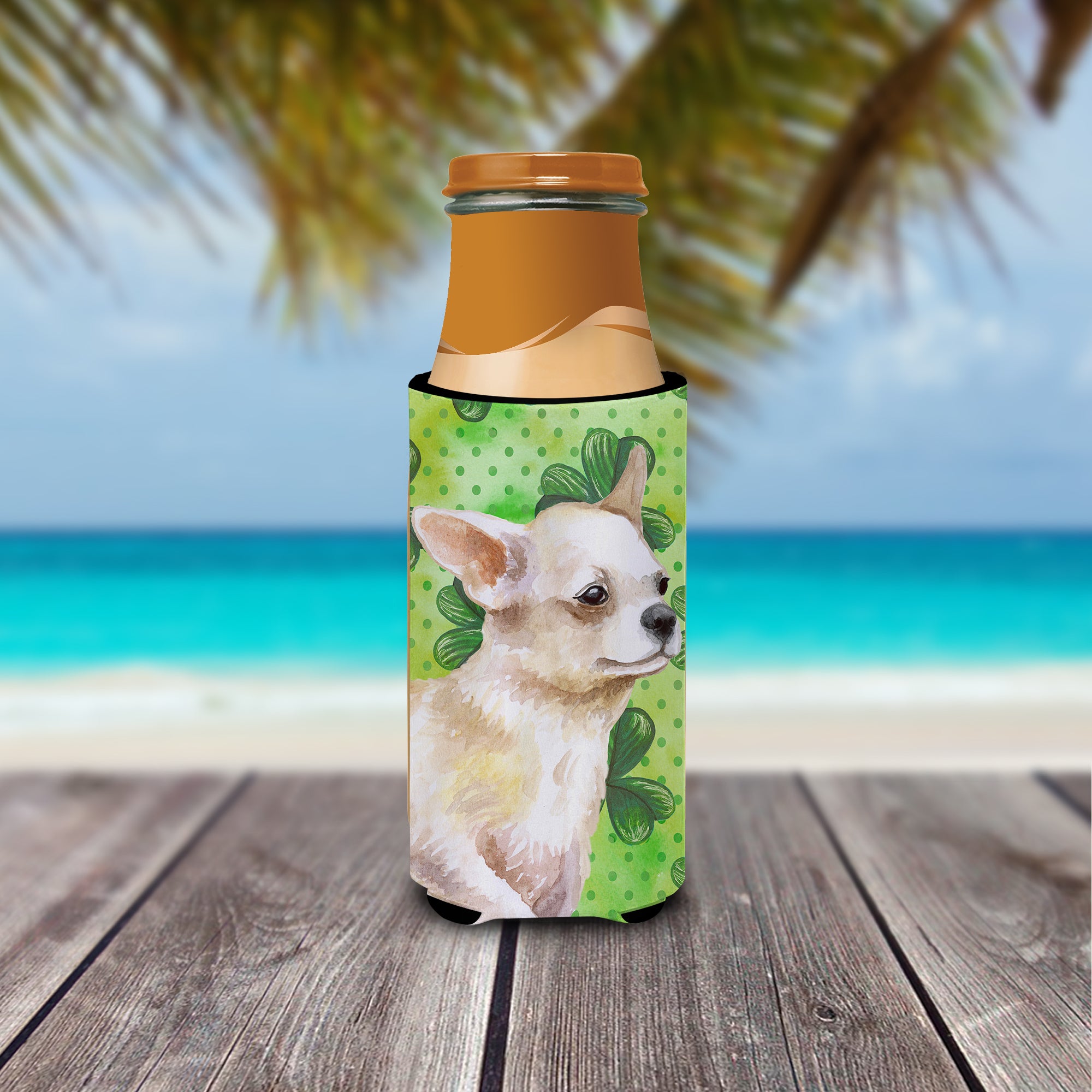 Chihuahua Leg up St Patrick's  Ultra Hugger for slim cans BB9871MUK  the-store.com.