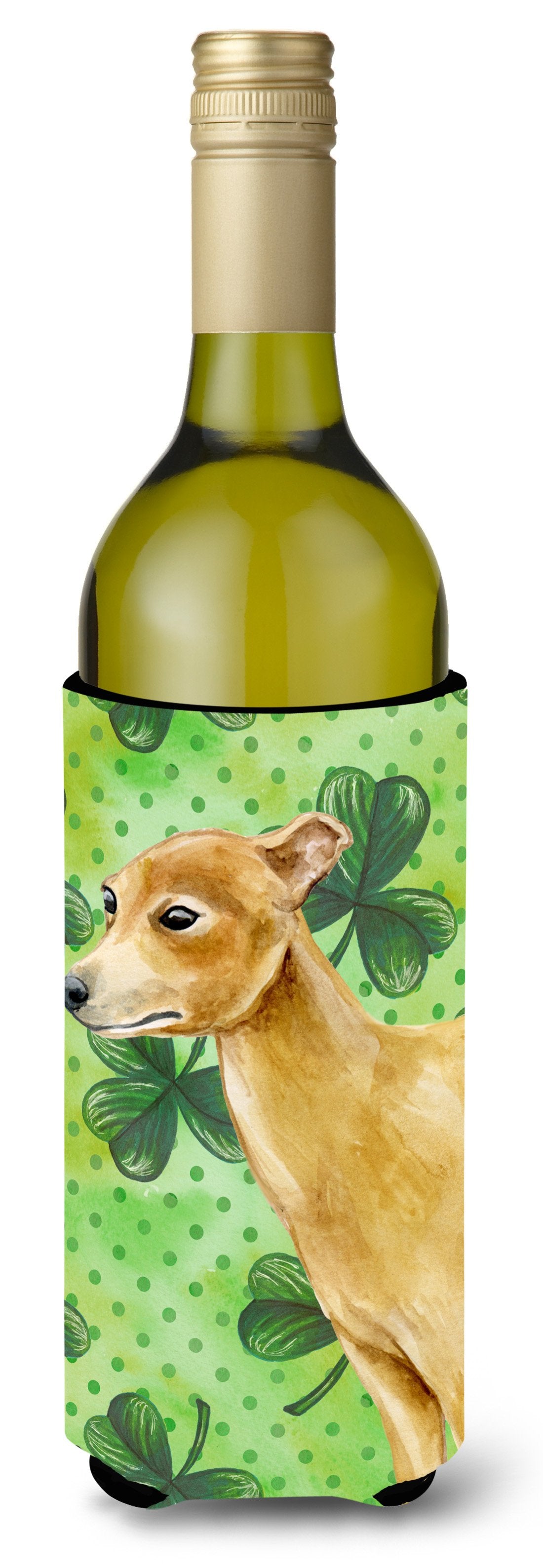 Italian Greyhound St Patrick&#39;s Wine Bottle Beverge Insulator Hugger BB9872LITERK by Caroline&#39;s Treasures