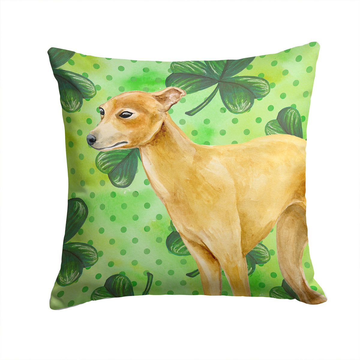 Italian Greyhound St Patrick&#39;s Fabric Decorative Pillow BB9872PW1414 - the-store.com