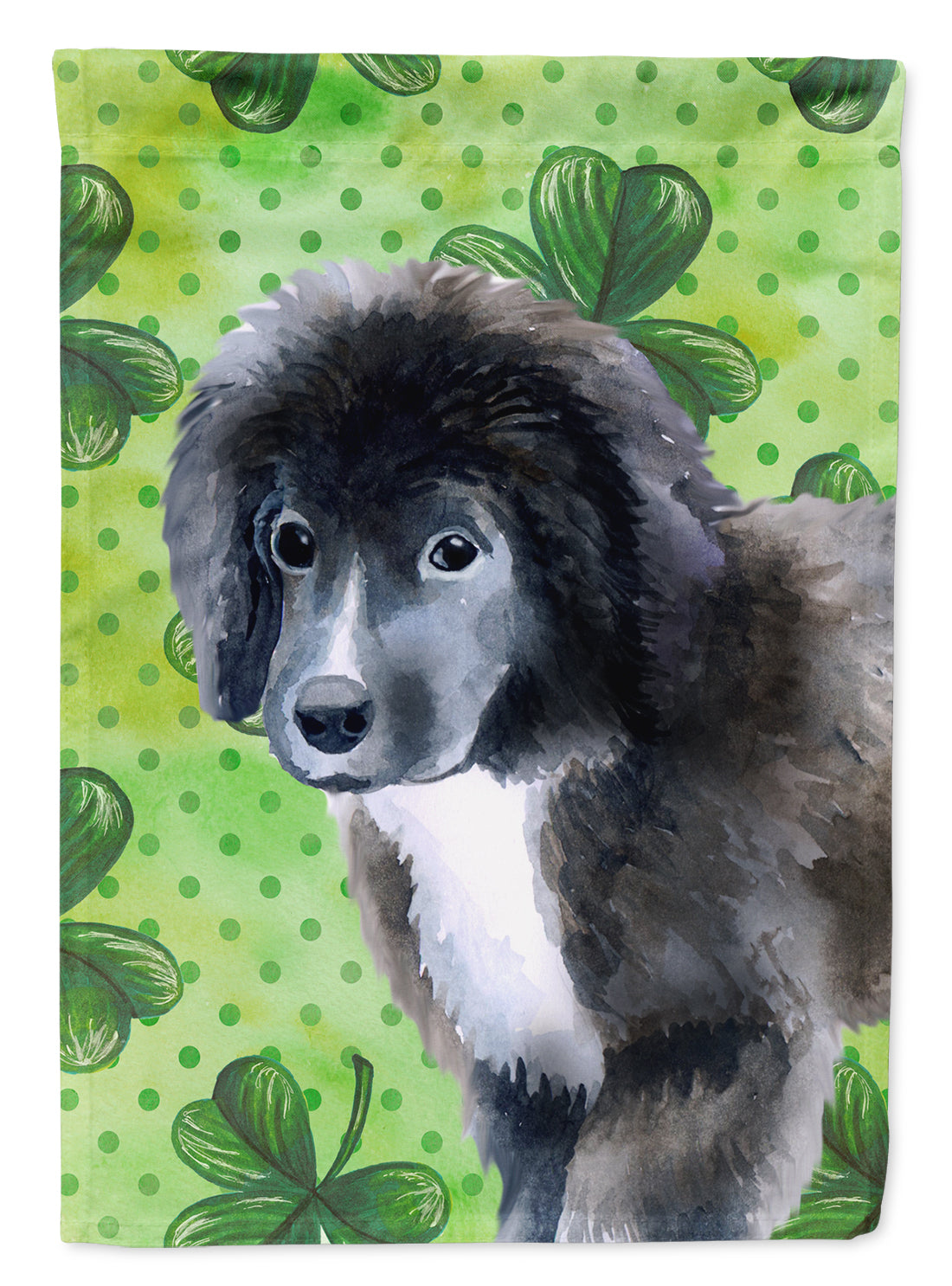 Newfoundland Puppy St Patrick&#39;s Flag Canvas House Size BB9873CHF  the-store.com.