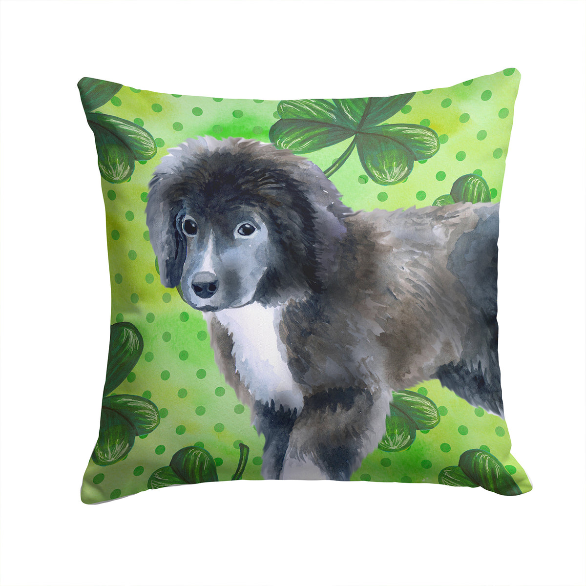 Newfoundland Puppy St Patrick&#39;s Fabric Decorative Pillow BB9873PW1414 - the-store.com