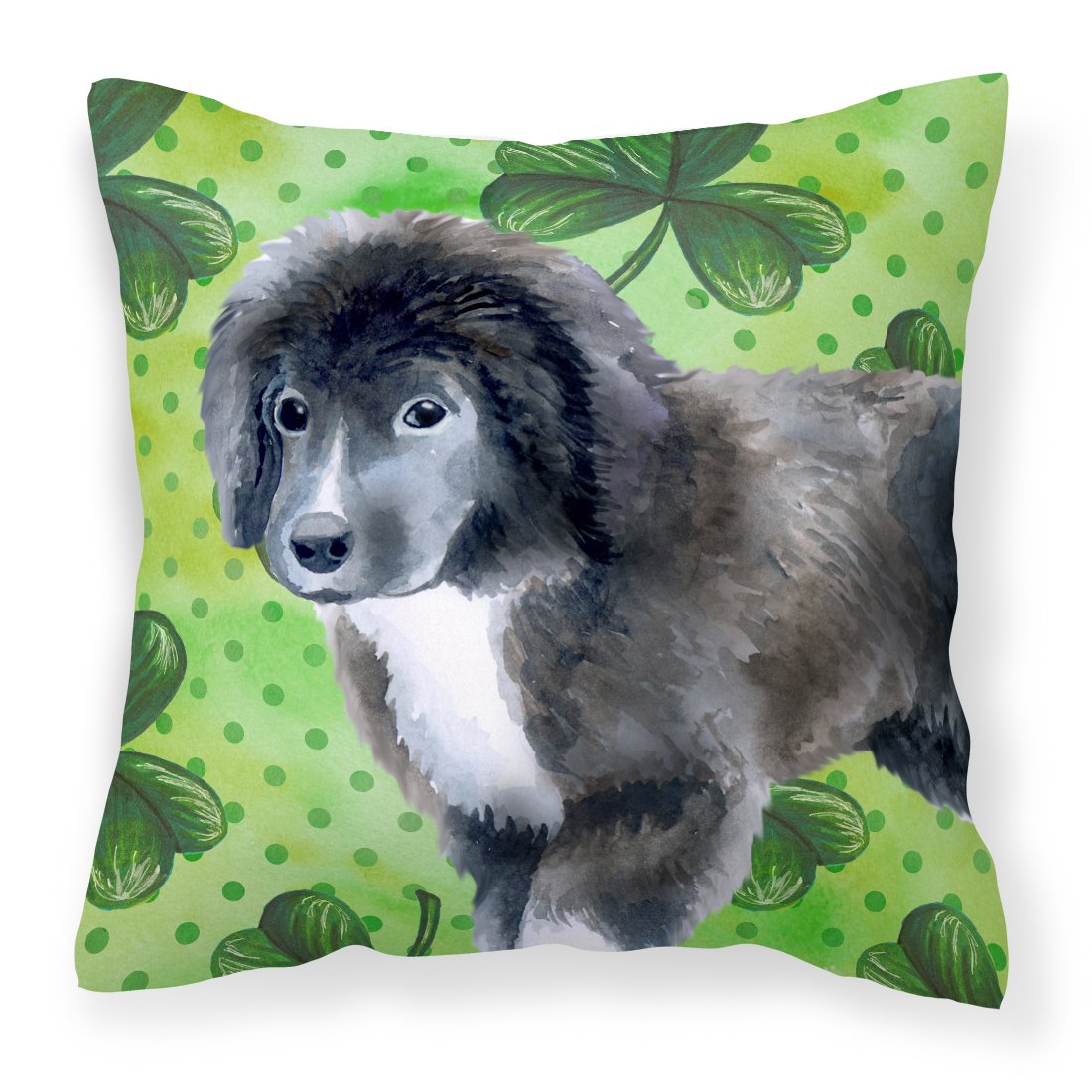 Newfoundland Puppy St Patrick&#39;s Fabric Decorative Pillow BB9873PW1818 by Caroline&#39;s Treasures