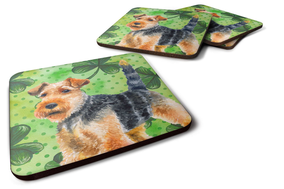 Welsh Terrier St Patrick&#39;s Foam Coaster Set of 4 BB9874FC - the-store.com