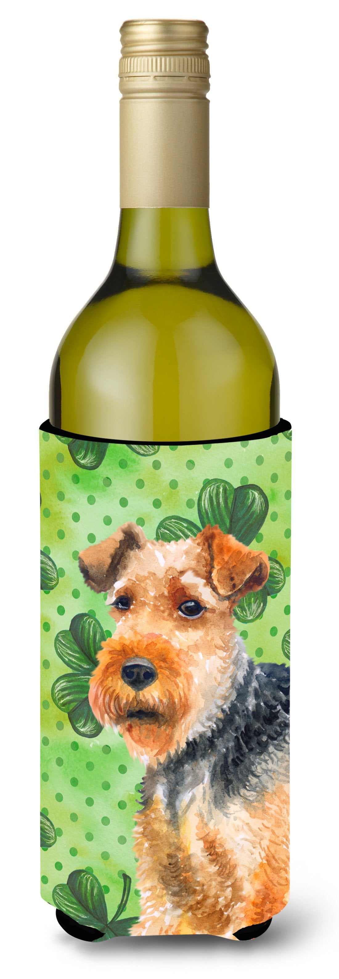 Welsh Terrier St Patrick&#39;s Wine Bottle Beverge Insulator Hugger BB9874LITERK by Caroline&#39;s Treasures