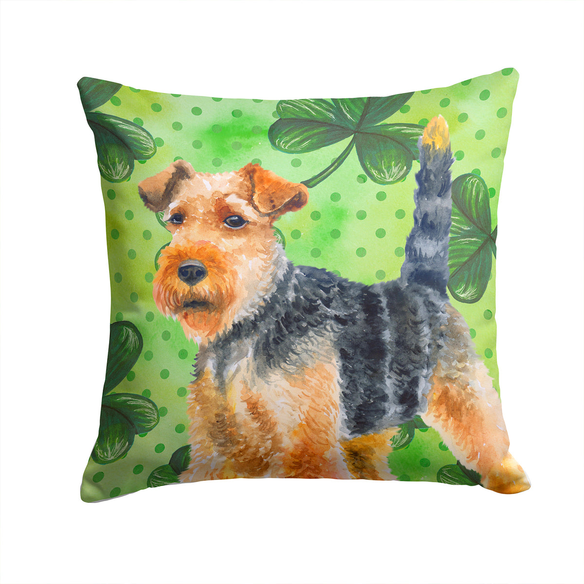 Welsh Terrier St Patrick&#39;s Fabric Decorative Pillow BB9874PW1414 - the-store.com