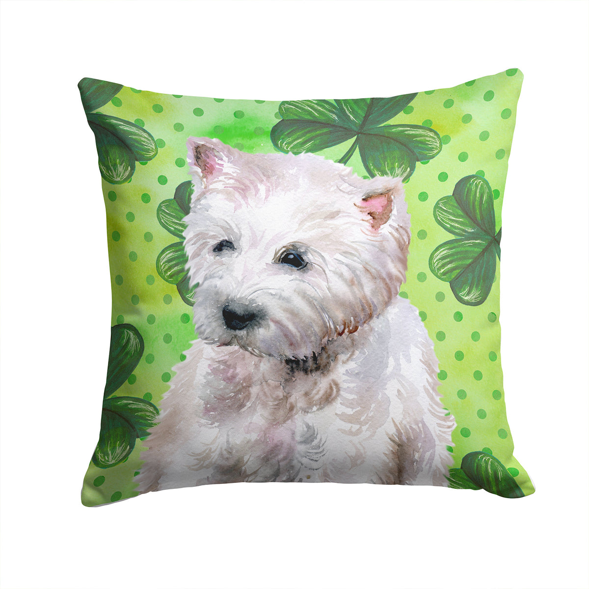 Westie St Patrick&#39;s Fabric Decorative Pillow BB9875PW1414 - the-store.com