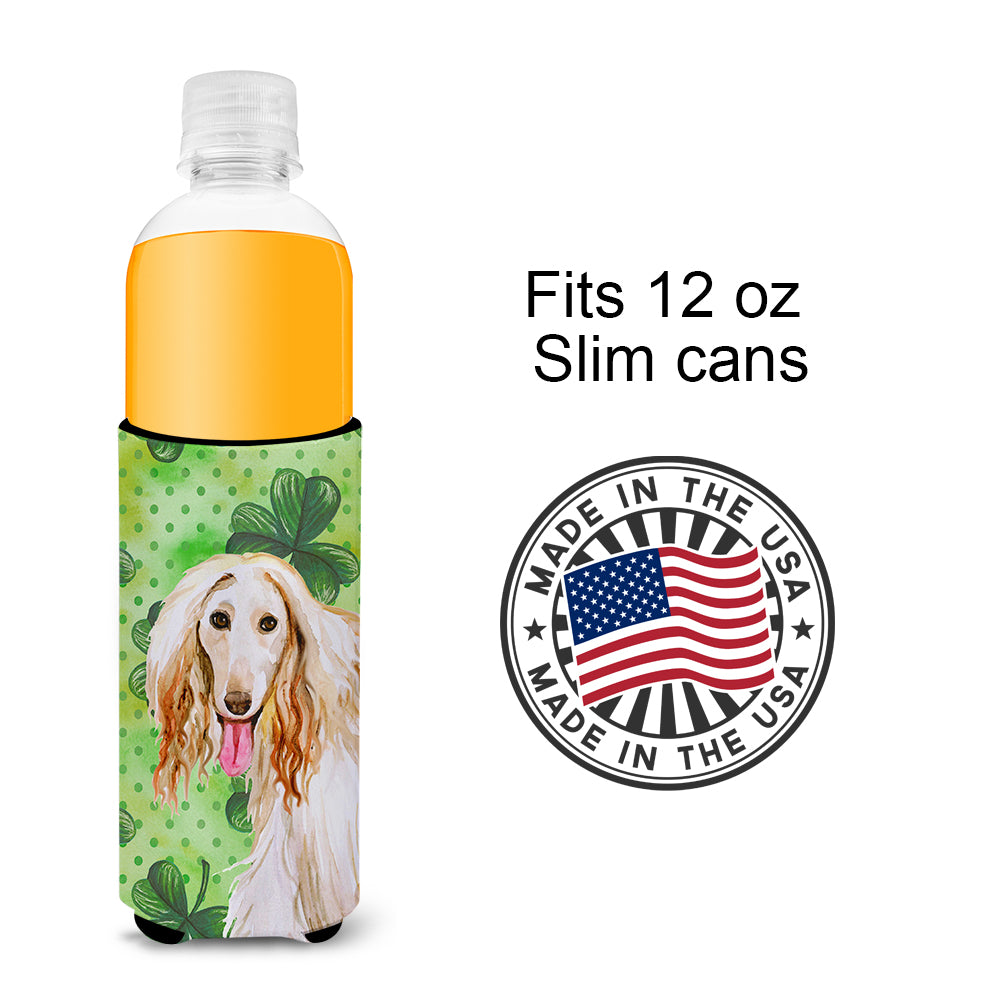 Afghan Hound St Patrick's  Ultra Hugger for slim cans BB9876MUK  the-store.com.