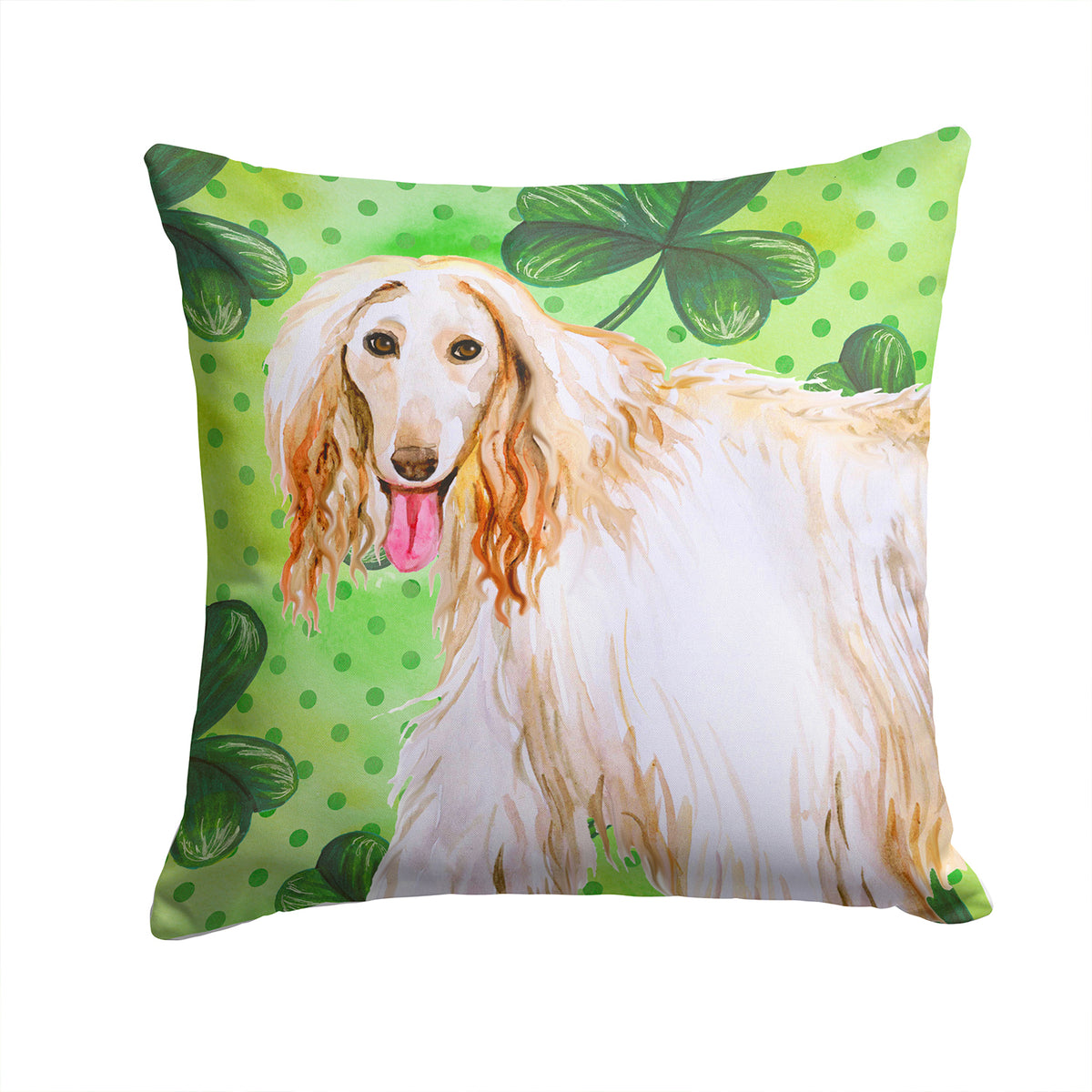 Afghan Hound St Patrick&#39;s Fabric Decorative Pillow BB9876PW1414 - the-store.com