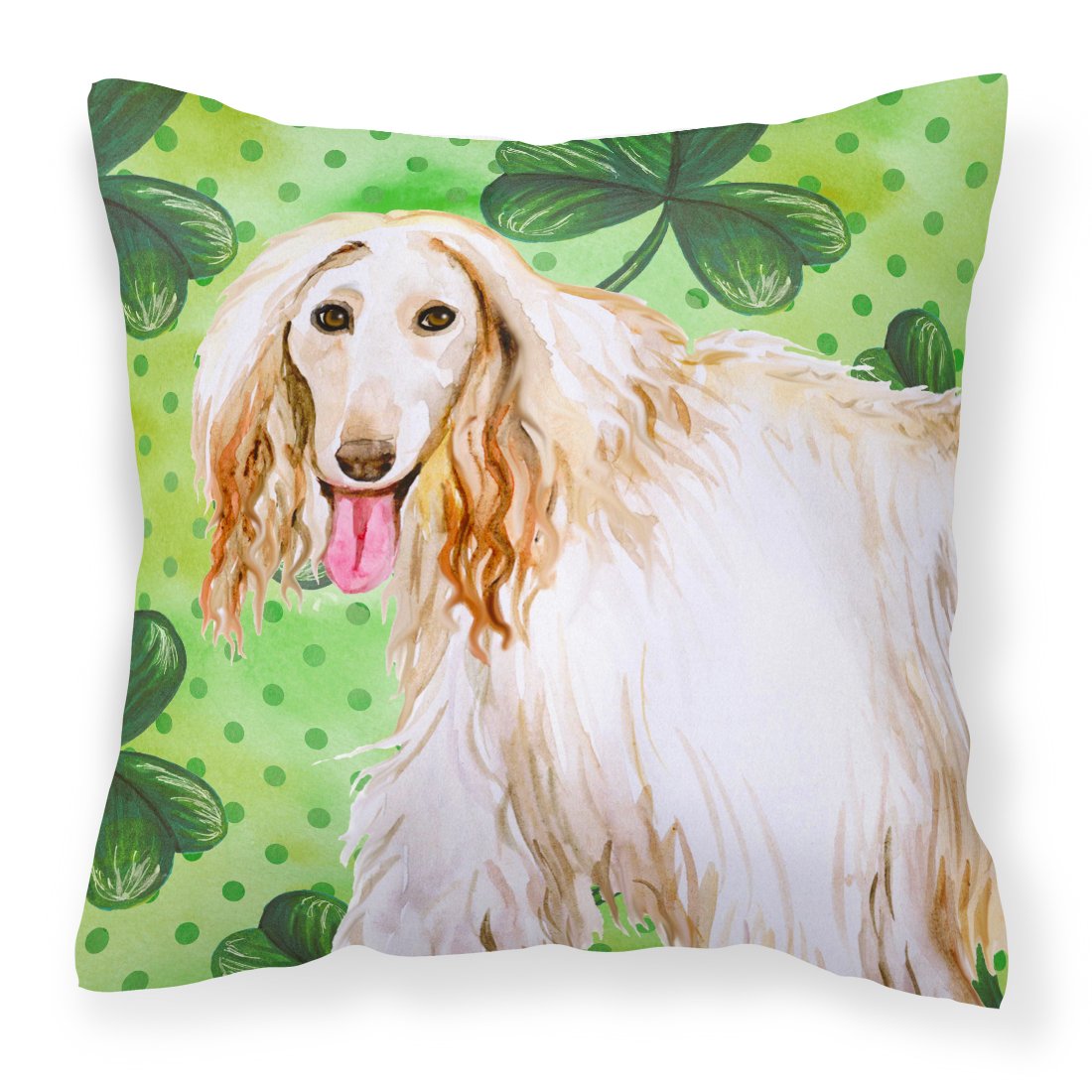 Afghan Hound St Patrick&#39;s Fabric Decorative Pillow BB9876PW1818 by Caroline&#39;s Treasures