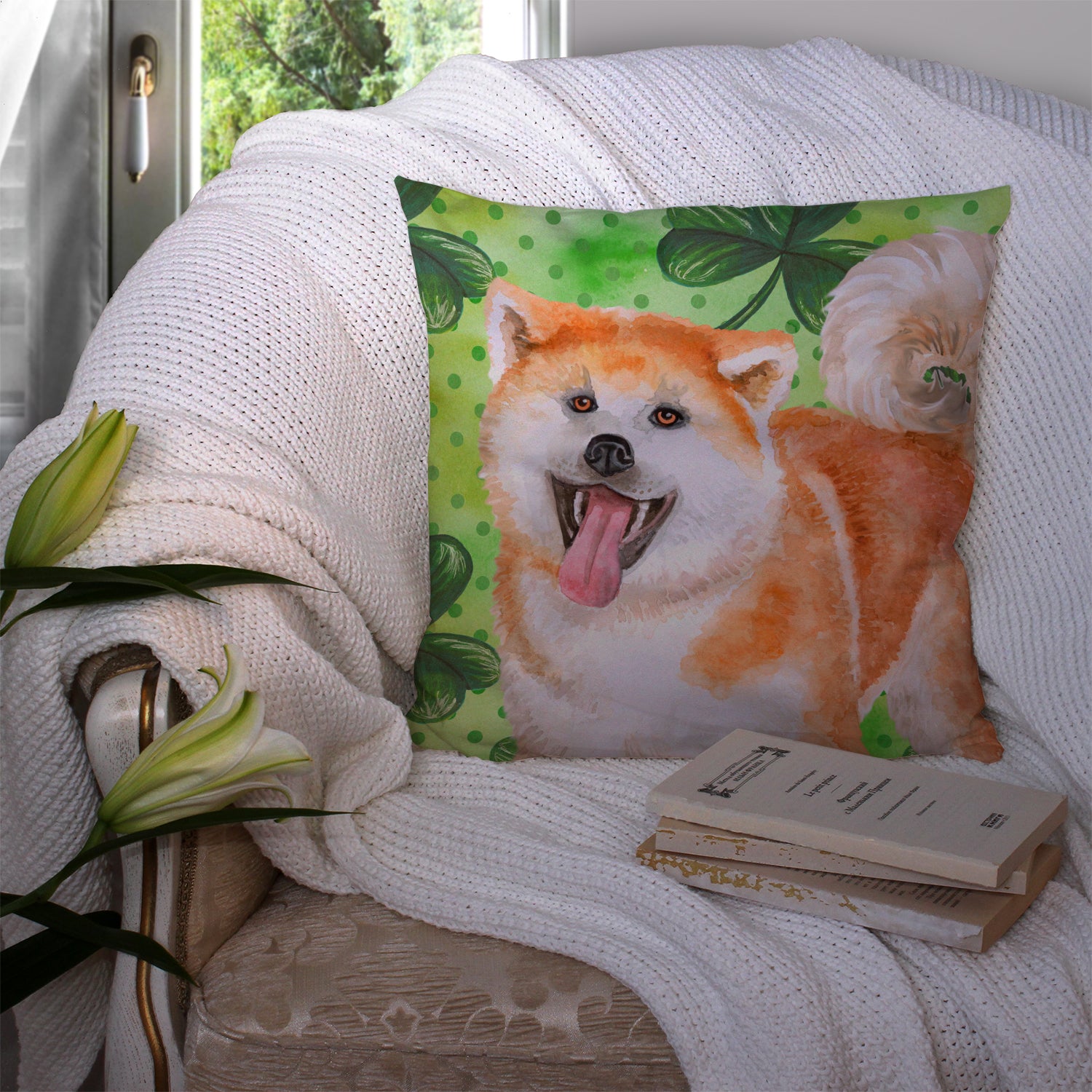 Akita St Patrick's Fabric Decorative Pillow BB9877PW1414 - the-store.com