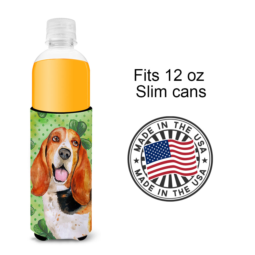Basset Hound St Patrick's  Ultra Hugger for slim cans BB9878MUK  the-store.com.
