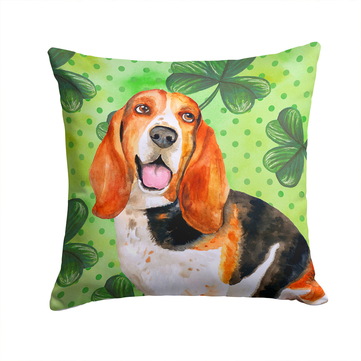Basset Hound St Patrick&#39;s Fabric Decorative Pillow BB9878PW1414 - the-store.com