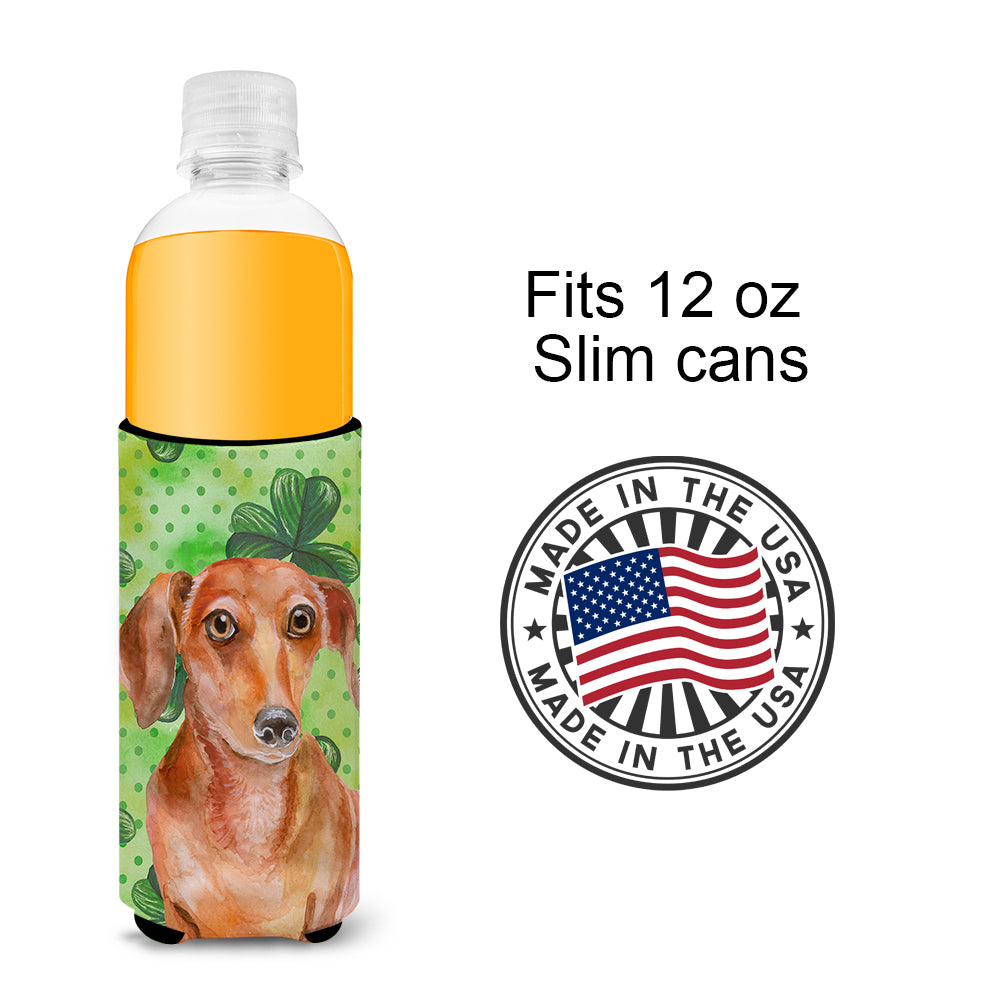 Red Dachshund St Patrick's  Ultra Hugger for slim cans BB9881MUK  the-store.com.