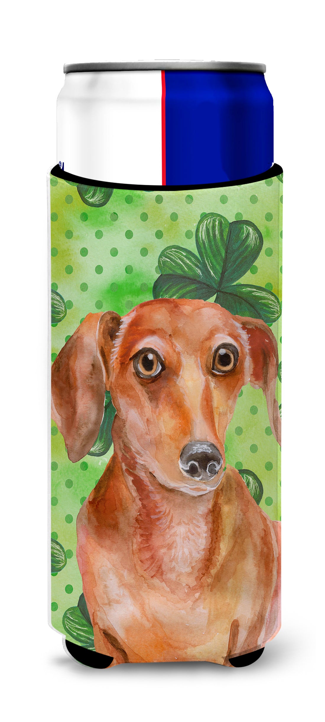 Red Dachshund St Patrick's  Ultra Hugger for slim cans BB9881MUK  the-store.com.