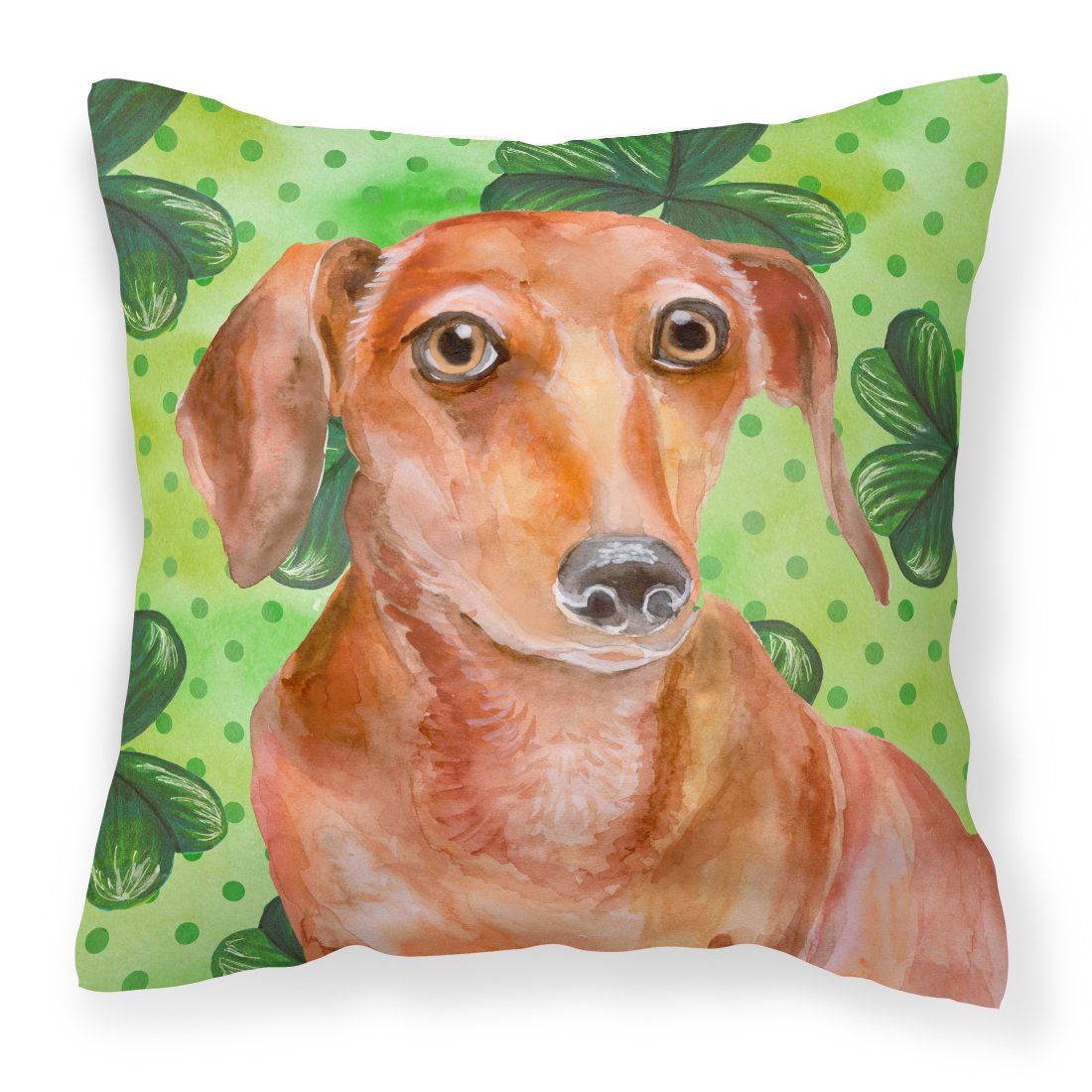 Red Dachshund St Patrick&#39;s Fabric Decorative Pillow BB9881PW1818 by Caroline&#39;s Treasures