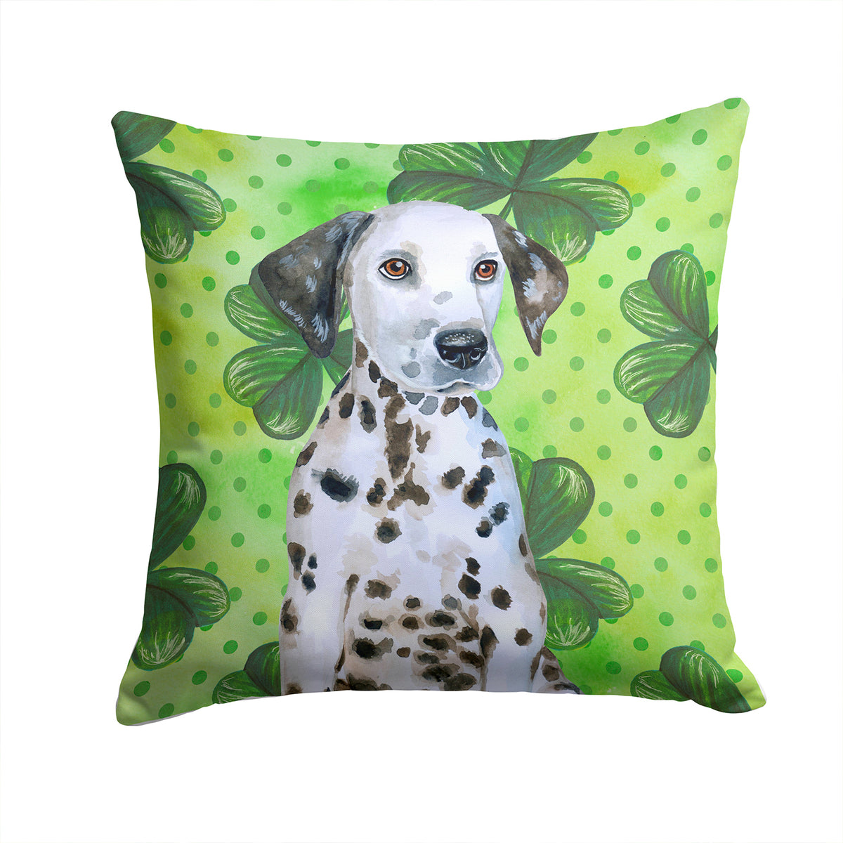 Dalmatian Puppy St Patrick&#39;s Fabric Decorative Pillow BB9882PW1414 - the-store.com