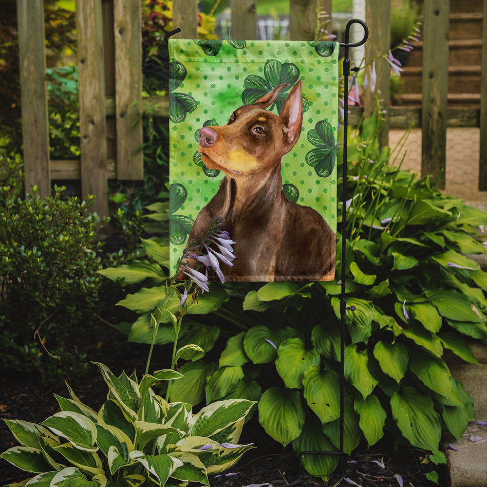 Caroline's Treasures Doberman Pinscher St Patrick's Garden Flag - Outdoor Decorative Yard Flag BB9883GF
