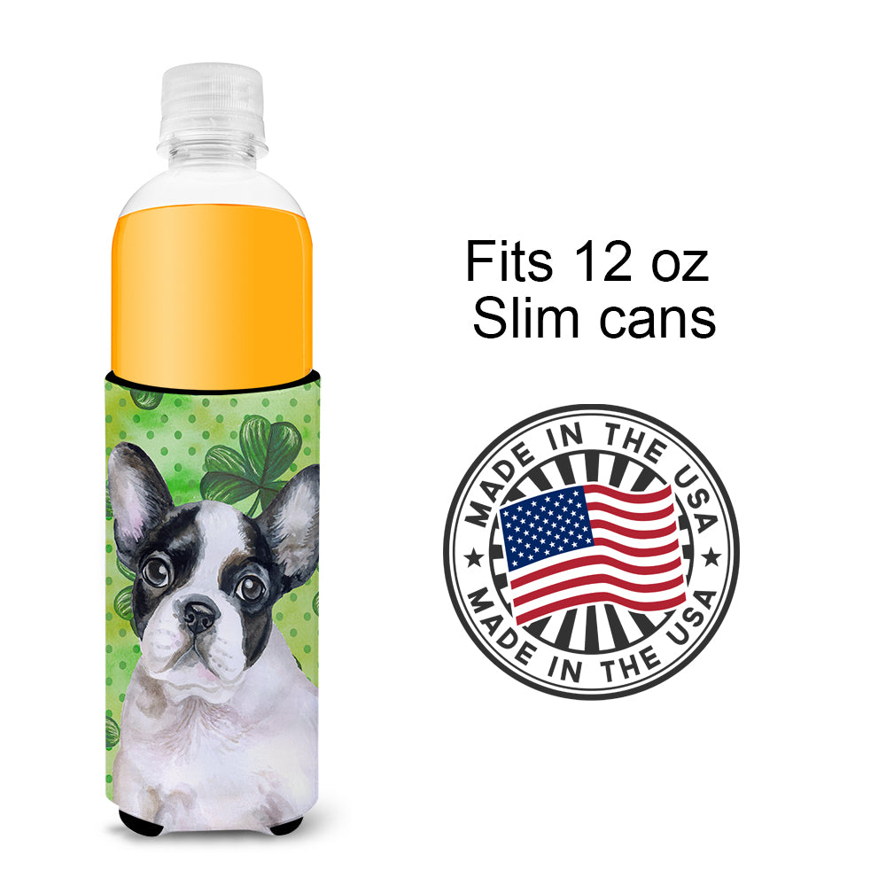 French Bulldog Black White St Patrick's  Ultra Hugger for slim cans BB9884MUK