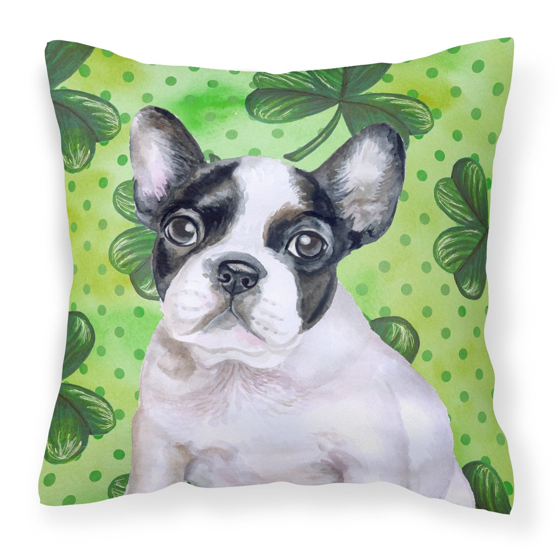 French Bulldog Black White St Patrick&#39;s Fabric Decorative Pillow BB9884PW1818 by Caroline&#39;s Treasures