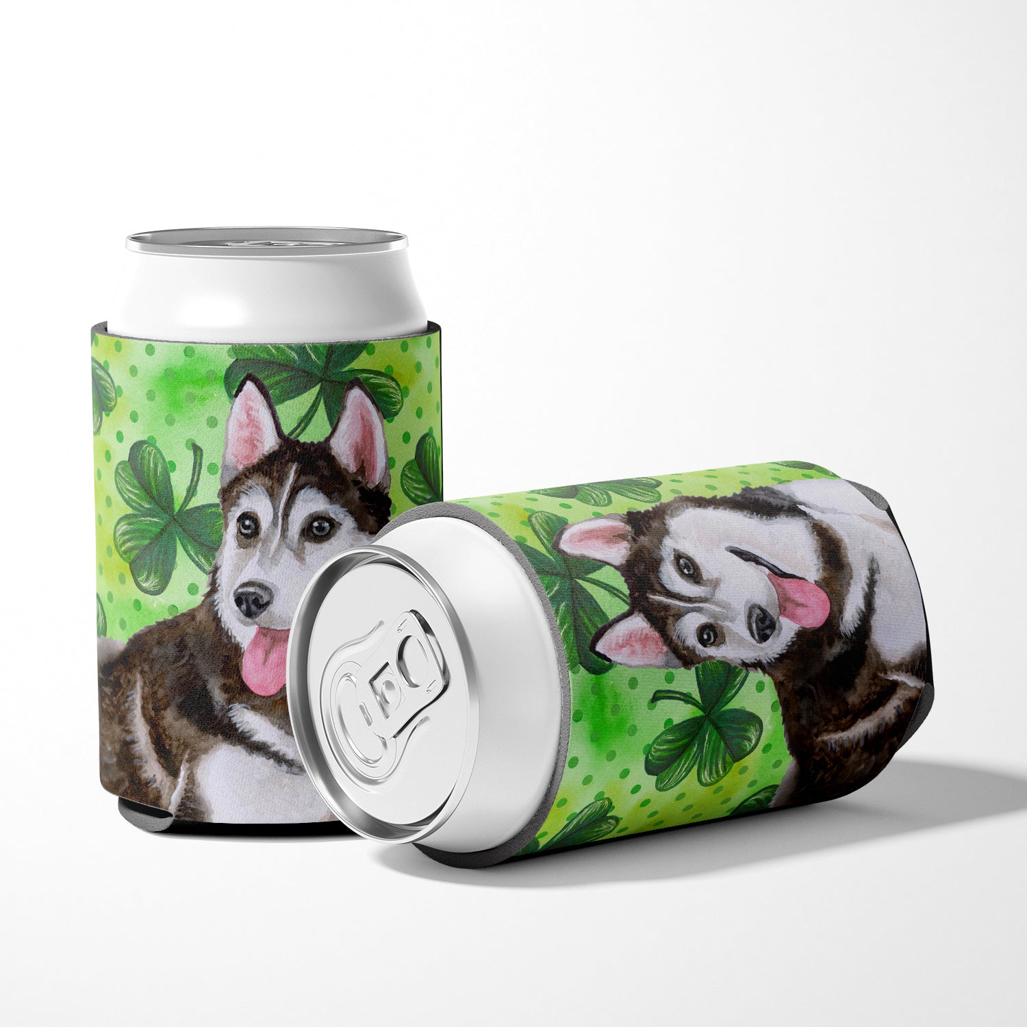 Siberian Husky #2 St Patrick's Can or Bottle Hugger BB9886CC
