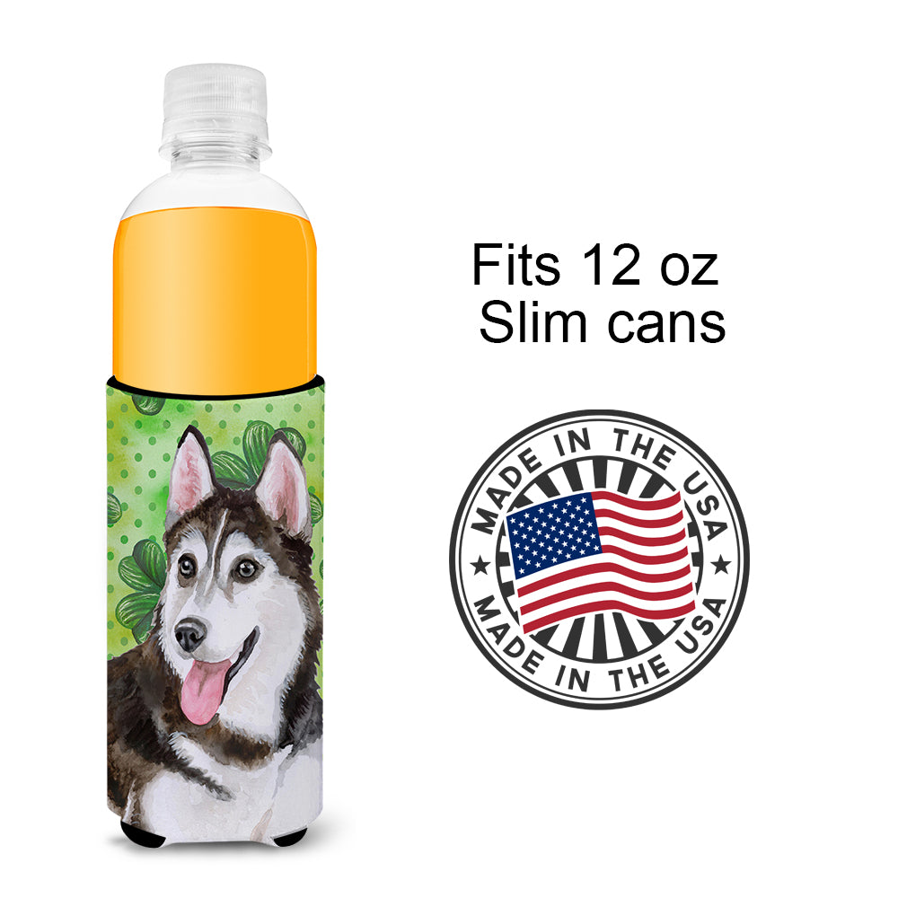 Siberian Husky #2 St Patrick's  Ultra Hugger for slim cans BB9886MUK  the-store.com.