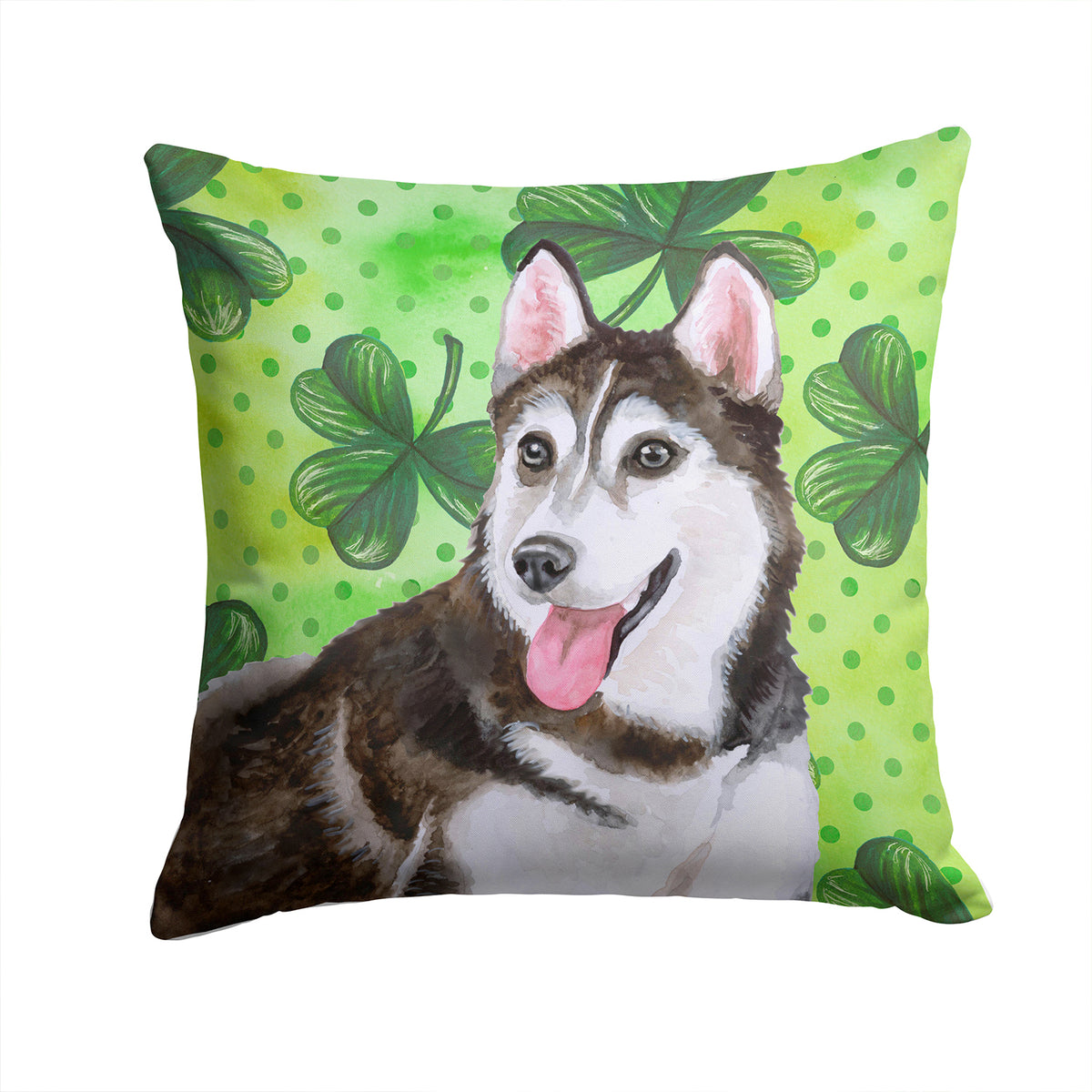 Siberian Husky #2 St Patrick&#39;s Fabric Decorative Pillow BB9886PW1414 - the-store.com