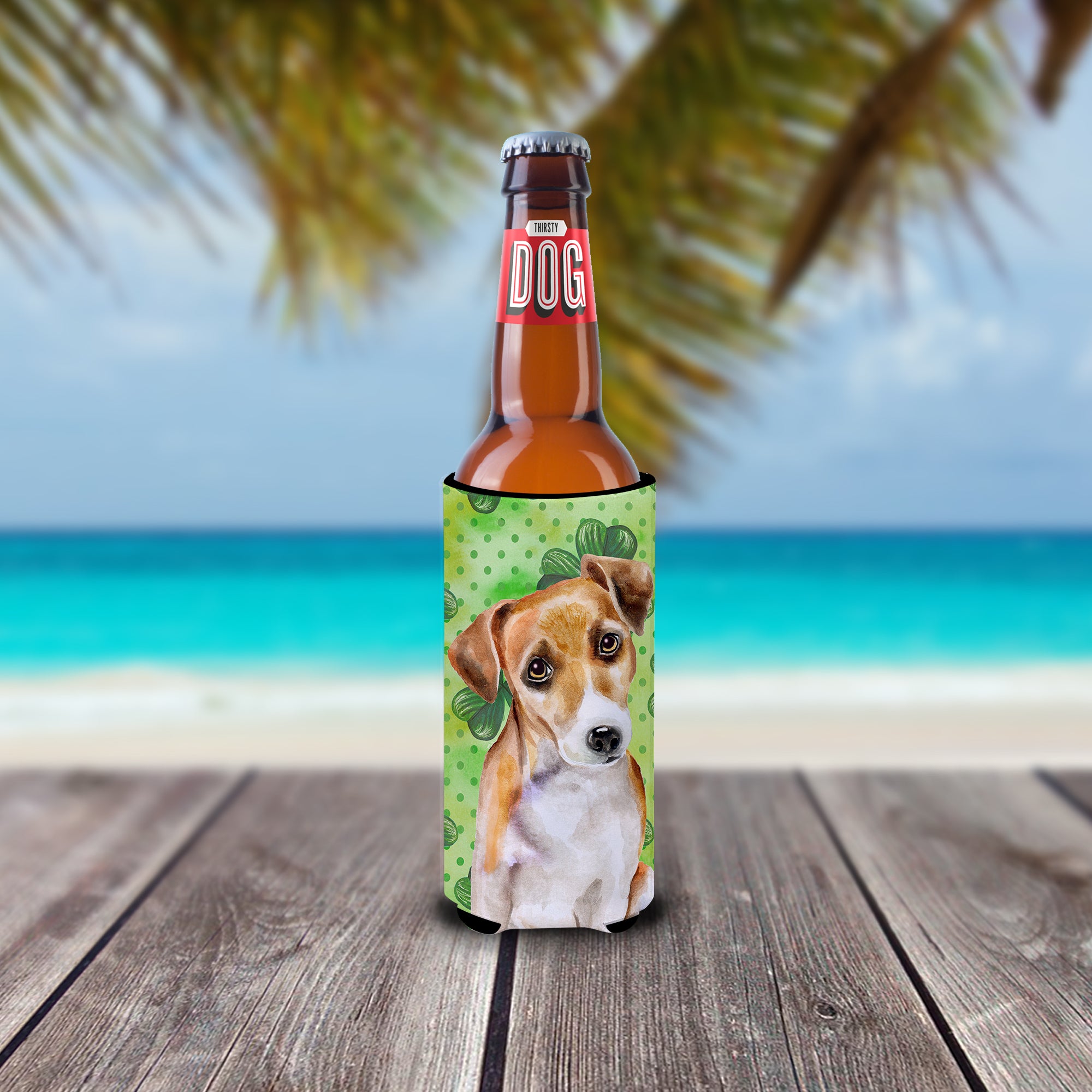 Jack Russell Terrier #2 St Patrick's  Ultra Hugger for slim cans BB9887MUK  the-store.com.