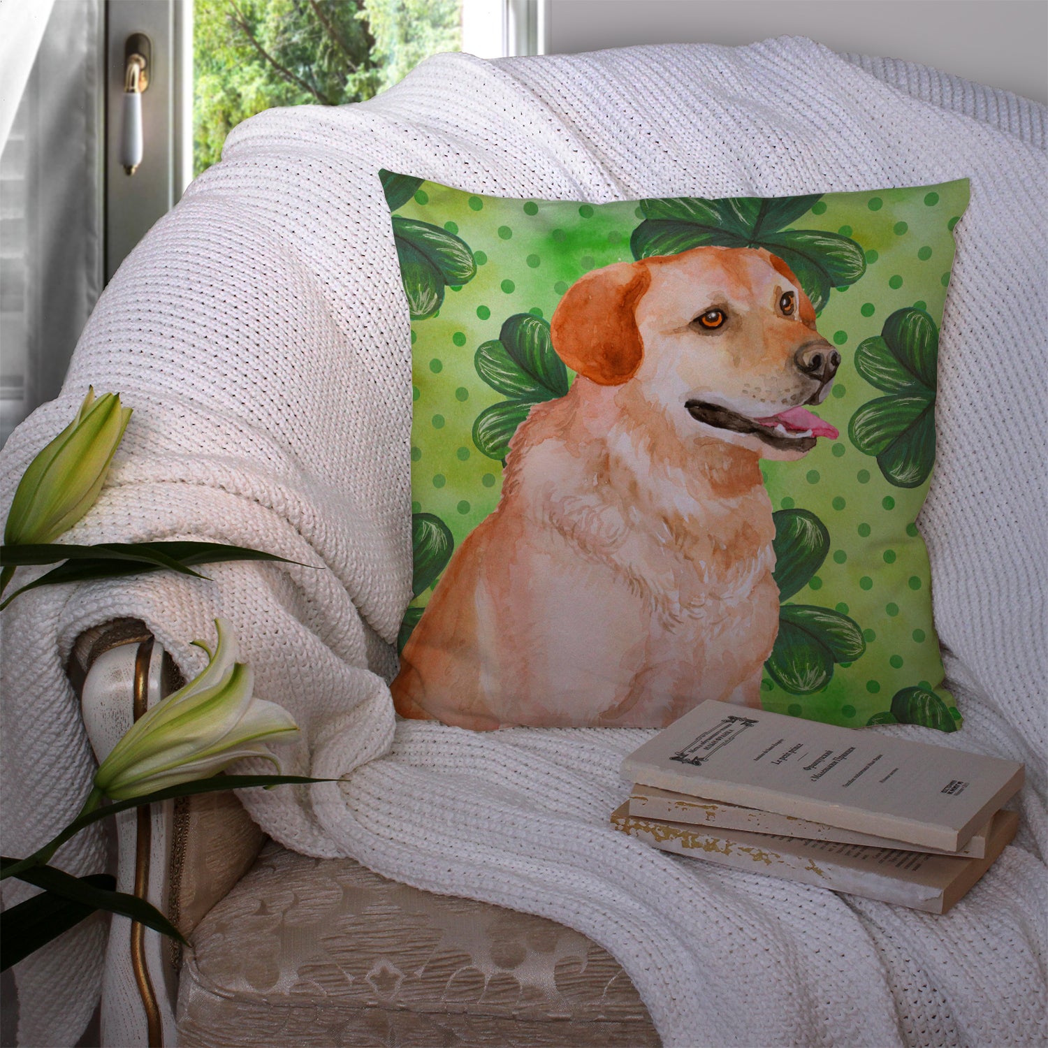 Labrador Retriever St Patrick's Fabric Decorative Pillow BB9888PW1414 - the-store.com