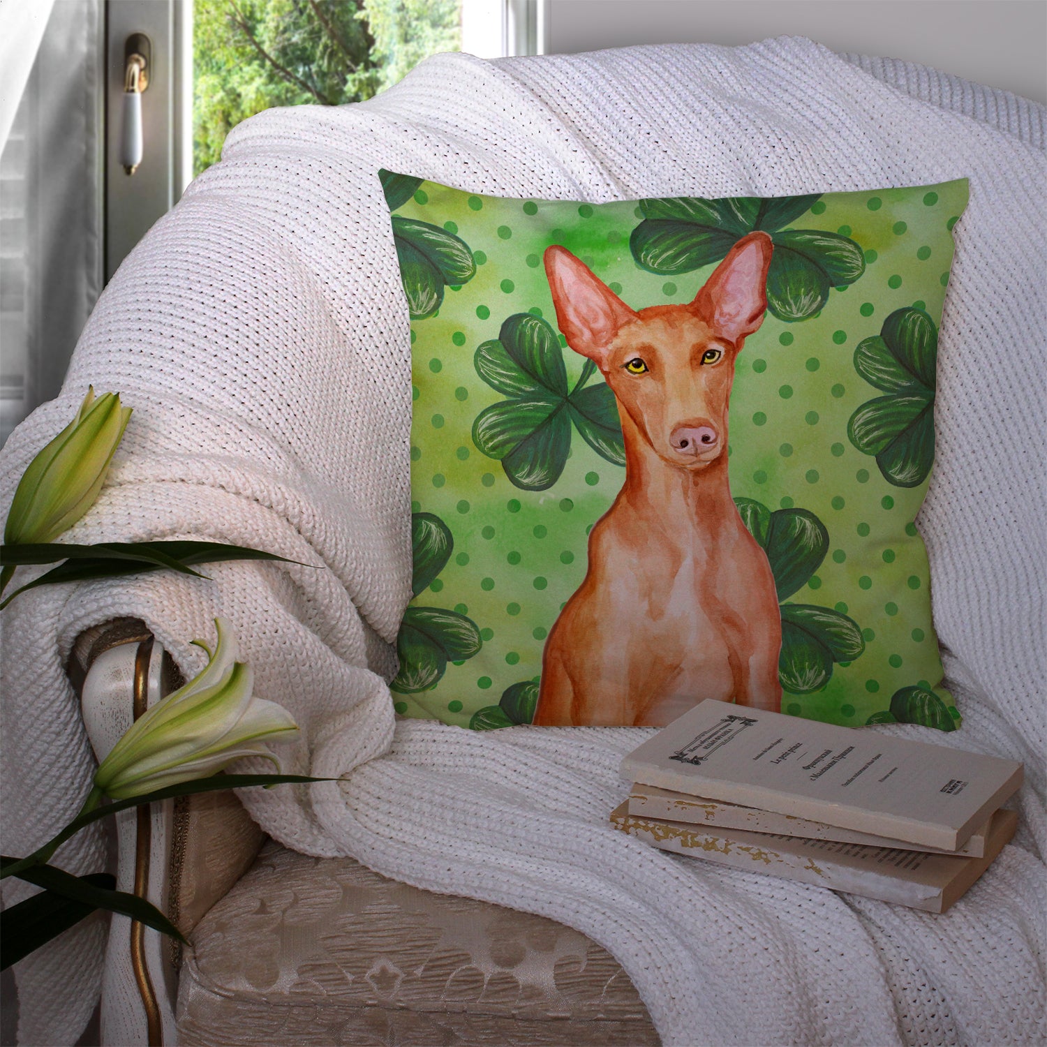 Pharaoh Hound St Patrick's Fabric Decorative Pillow BB9889PW1414 - the-store.com
