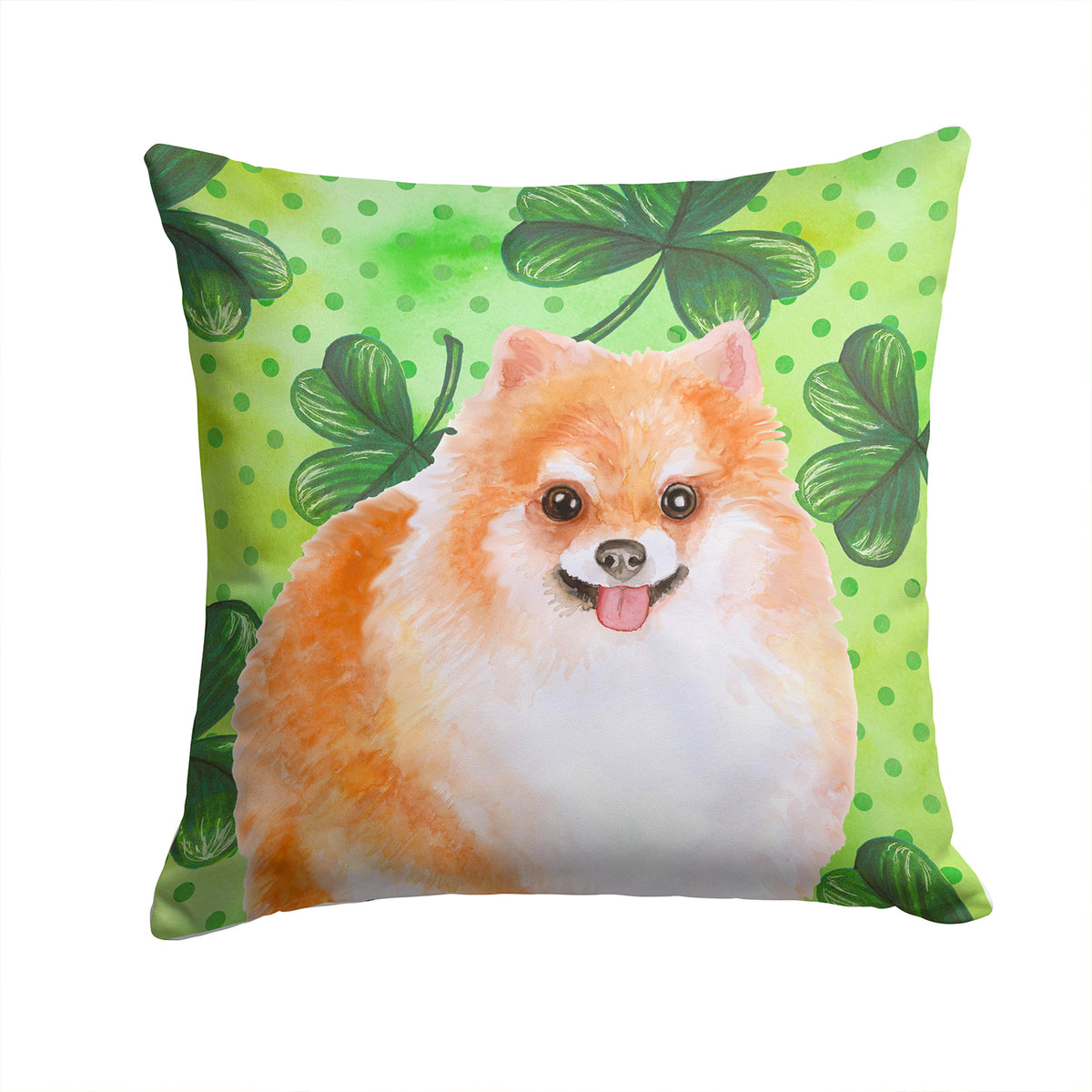 Pomeranian #2 St Patrick&#39;s Fabric Decorative Pillow BB9890PW1414 - the-store.com