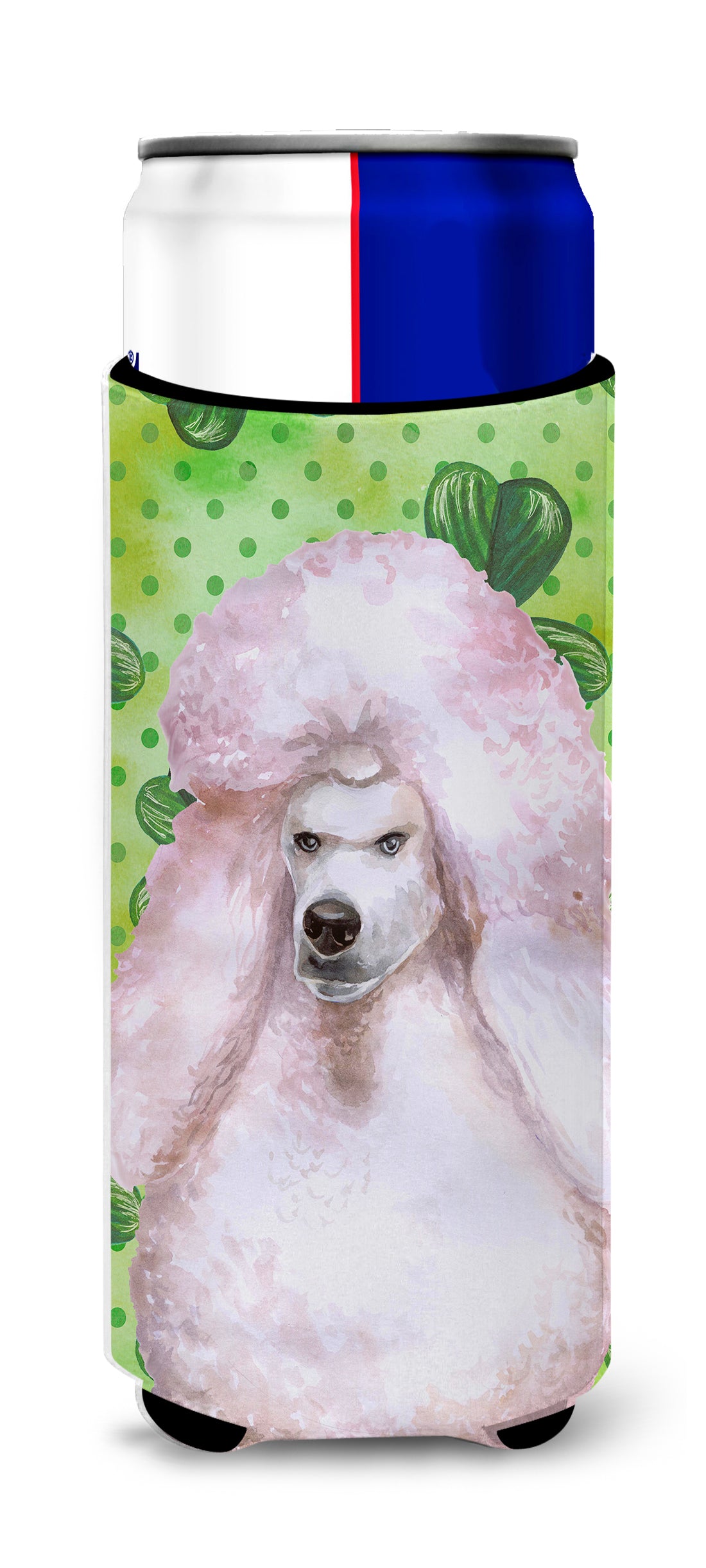 White Standard Poodle St Patrick&#39;s  Ultra Hugger for slim cans BB9891MUK  the-store.com.
